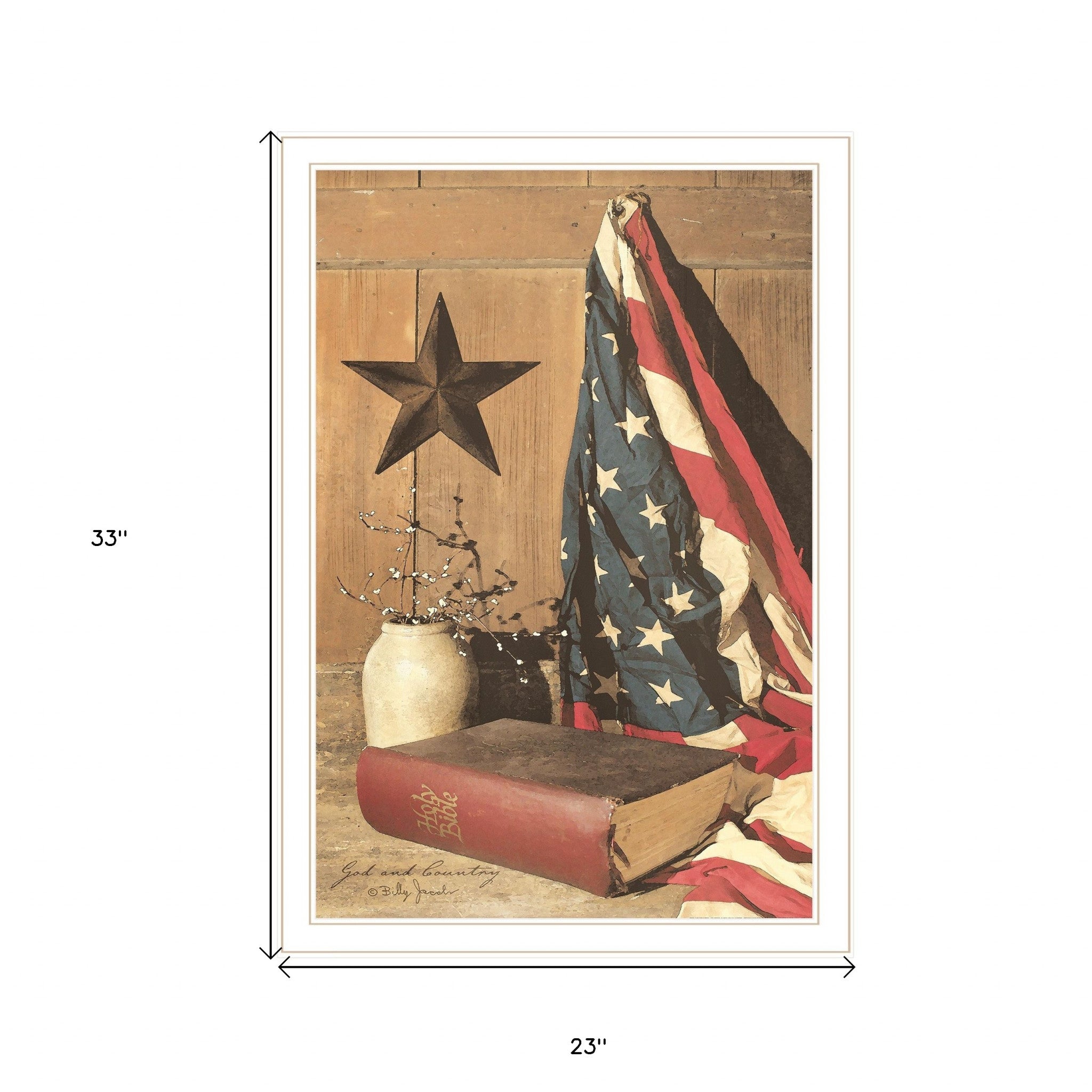 God And Country 7 White Framed Print Wall Art