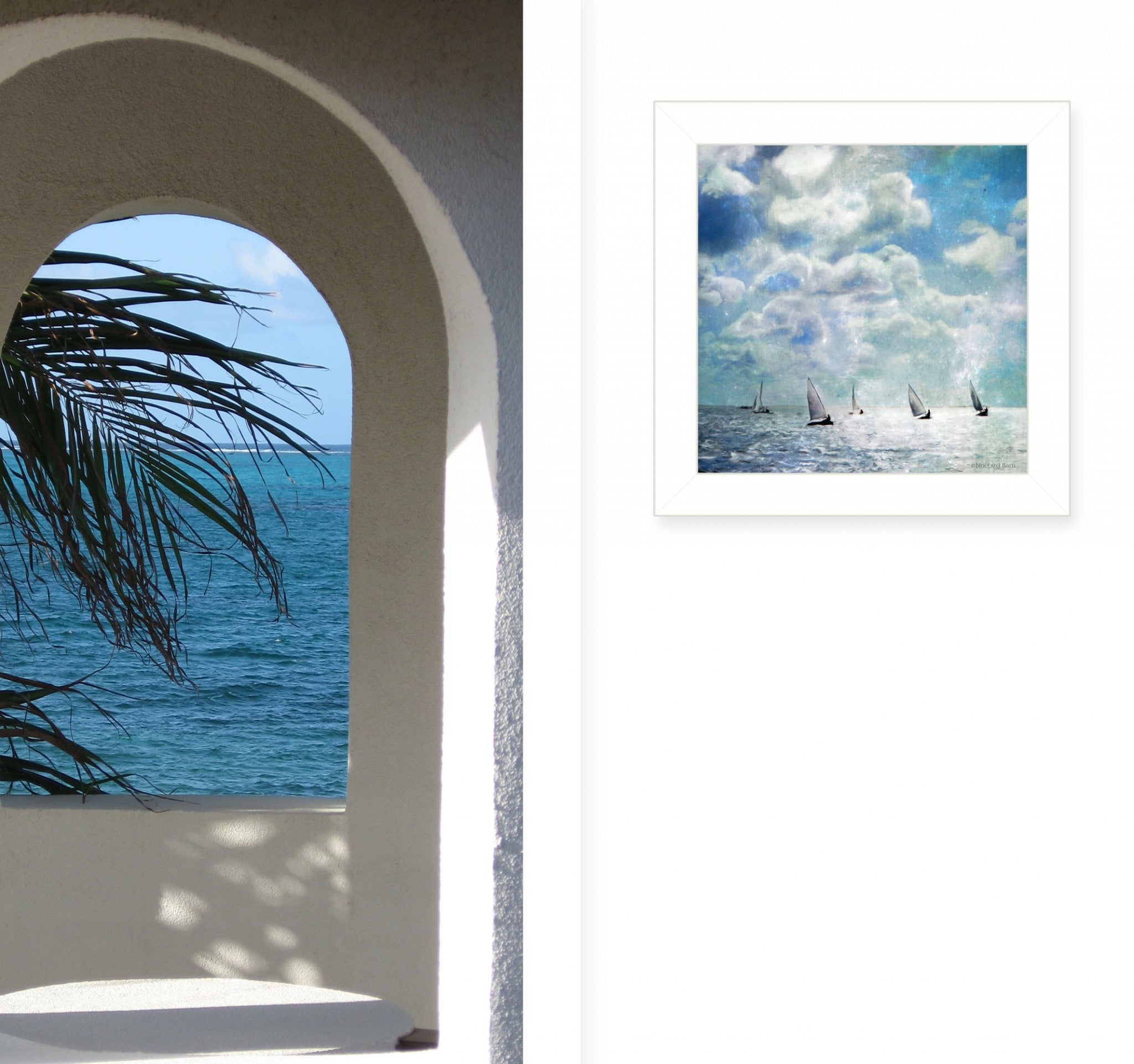 Sailing White Waters 1 White Framed Print Wall Art