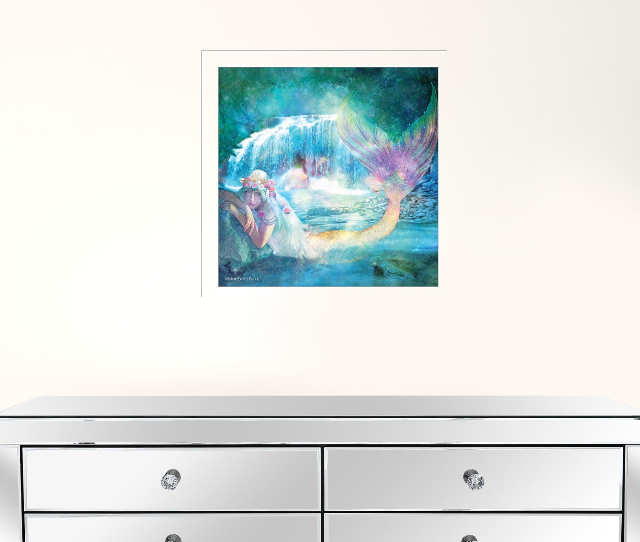 Woodland Cove Mermaid 2 White Framed Print Wall Art