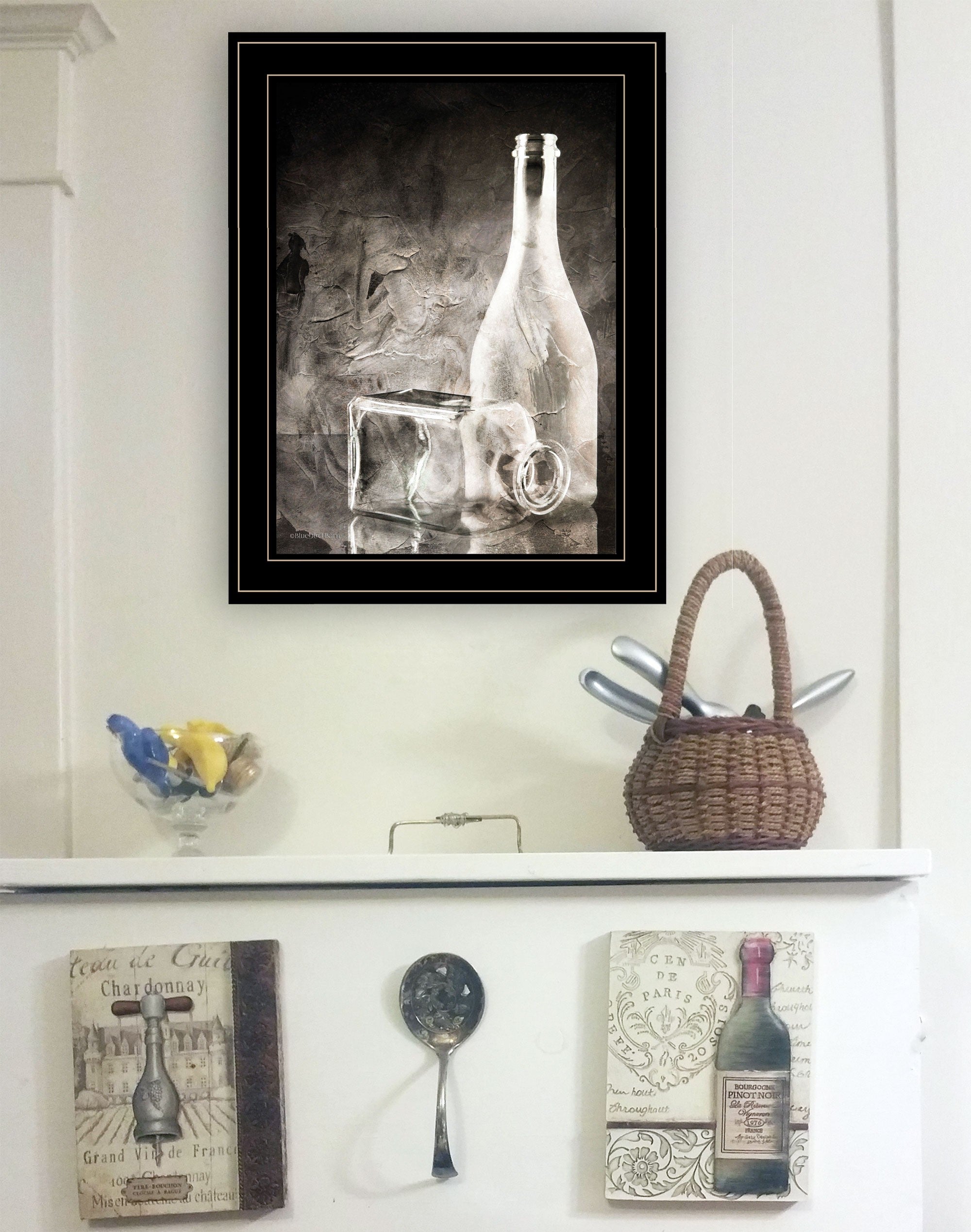 Moody Gray Glassware Still Life 3 Black Framed Print Wall Art