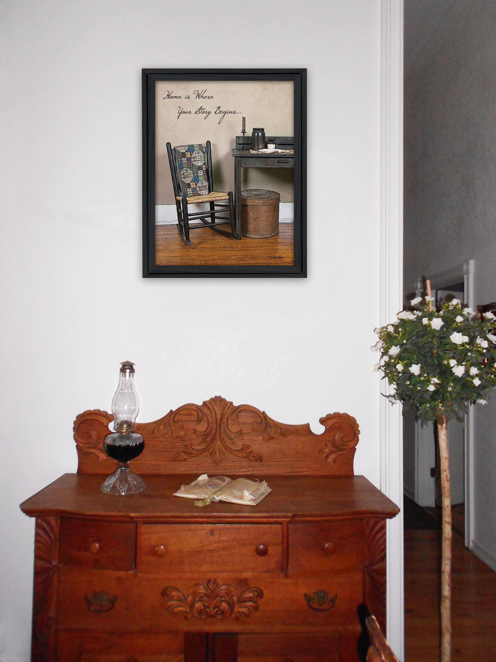 Home Story Black Framed Print Wall Art