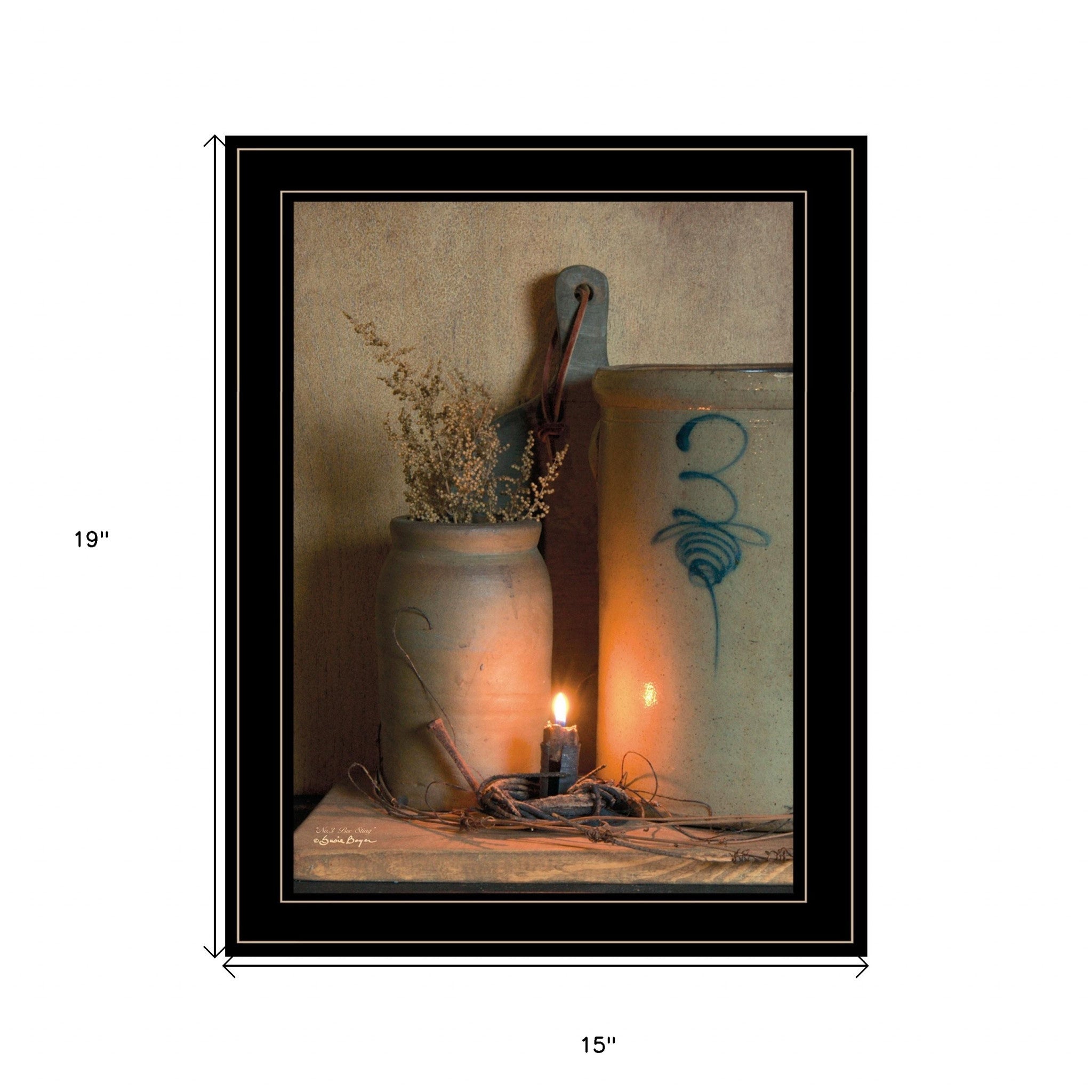 Country Candle and Crock Black Framed Print Wall Art