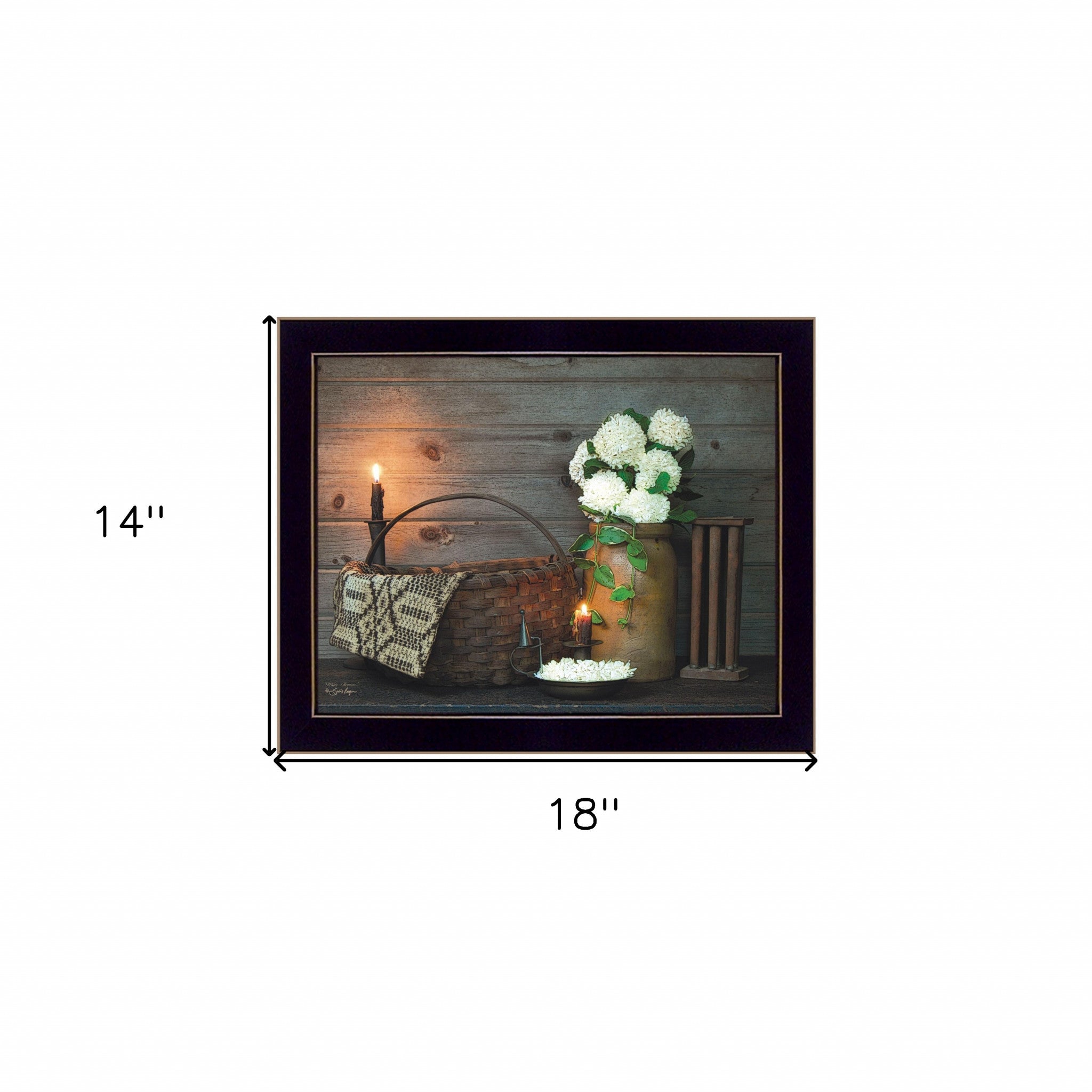 White Flowers 3 Black Framed Print Wall Art