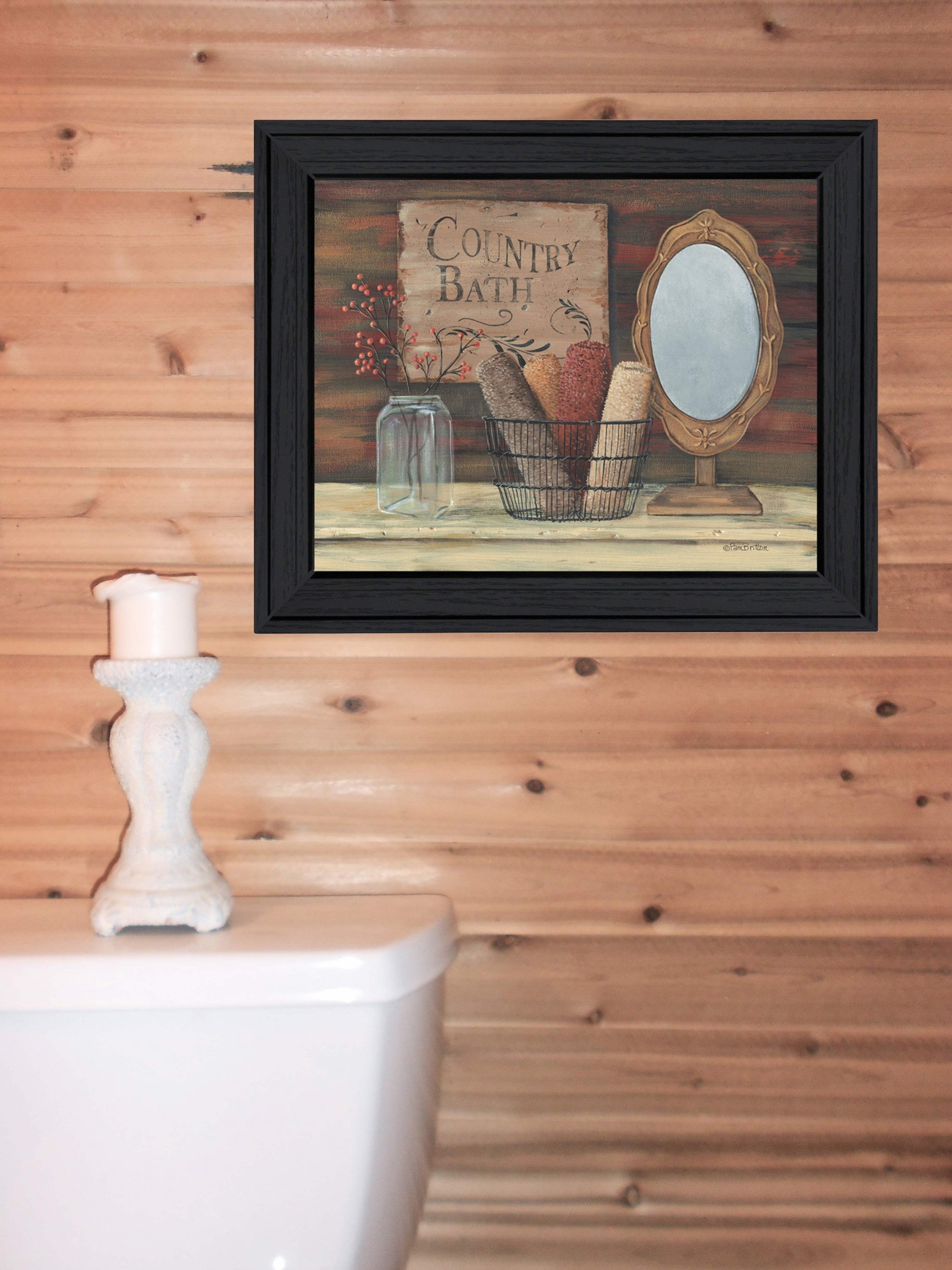 Country Bath 3 Black Framed Print Wall Art