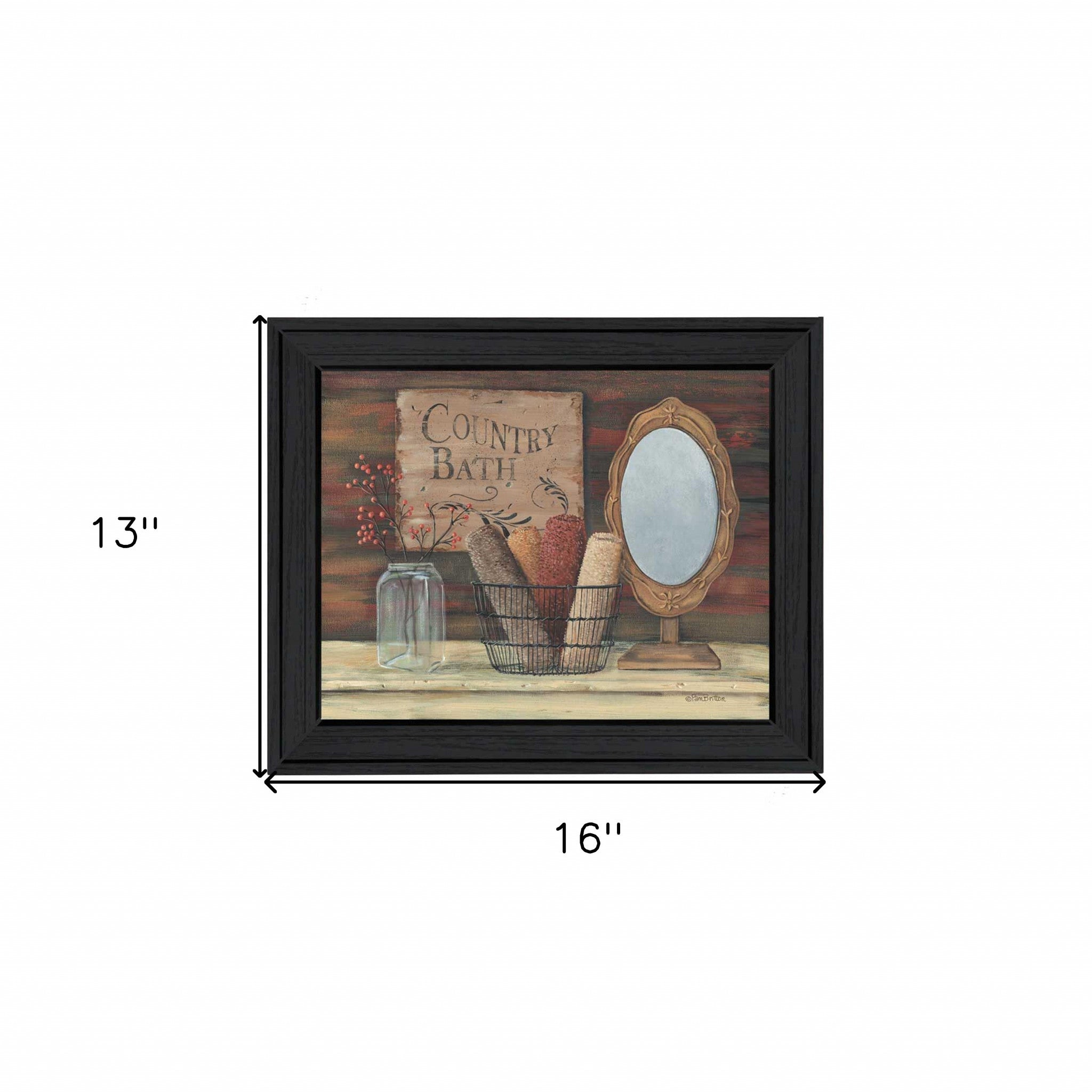 Country Bath 3 Black Framed Print Wall Art