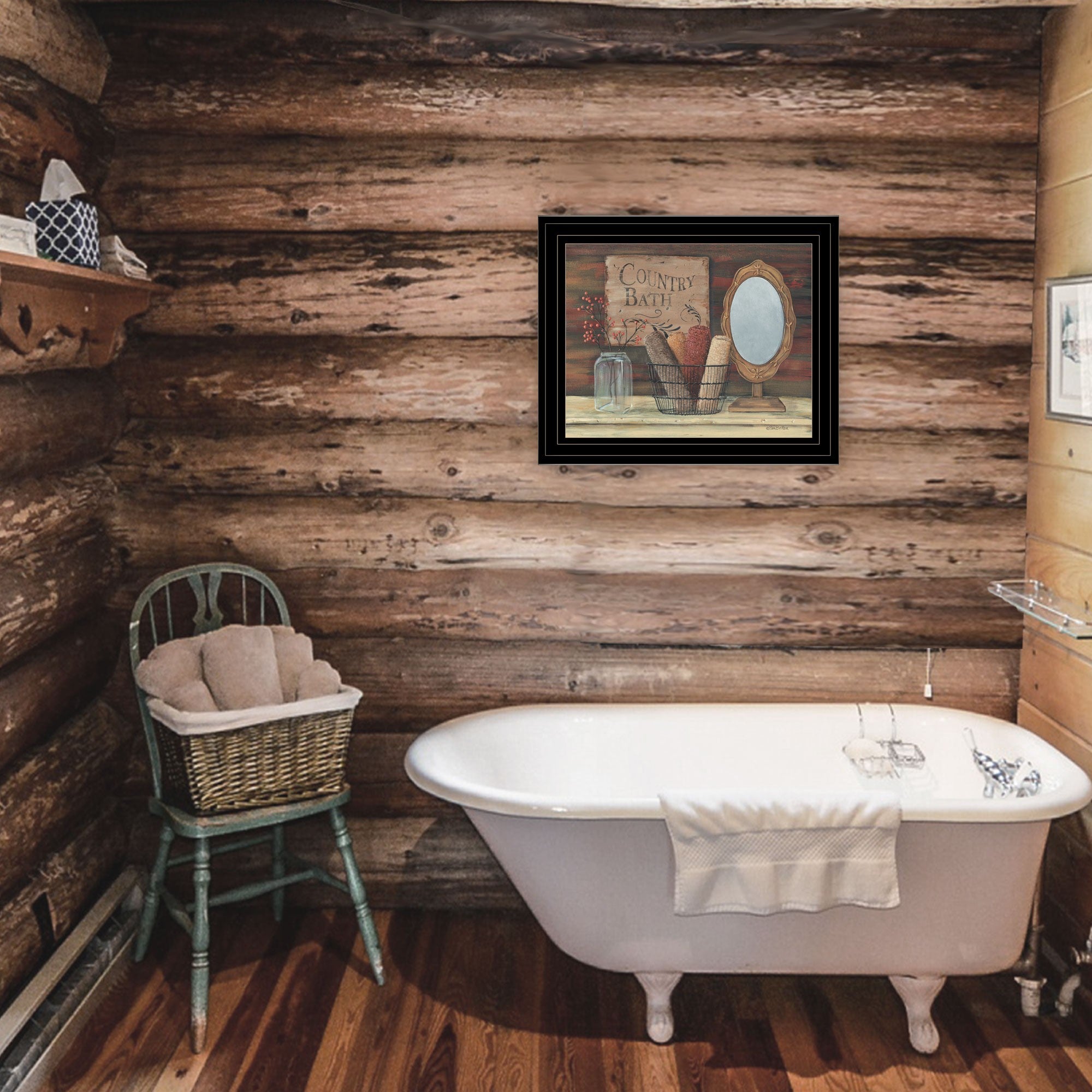 Country Bath 5 Black Framed Print Wall Art