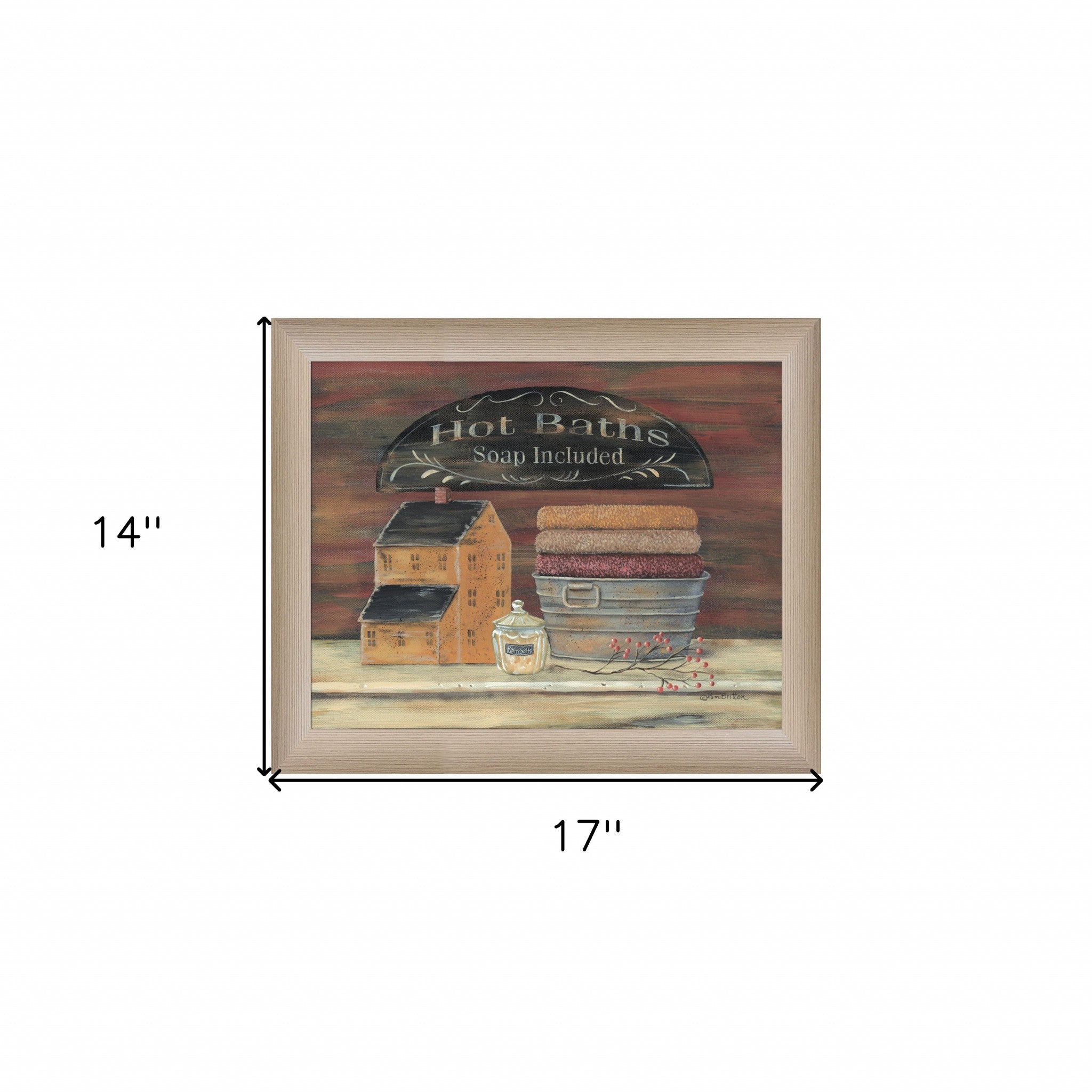 Hot Bath Brown Framed Print Bathroom Wall Art