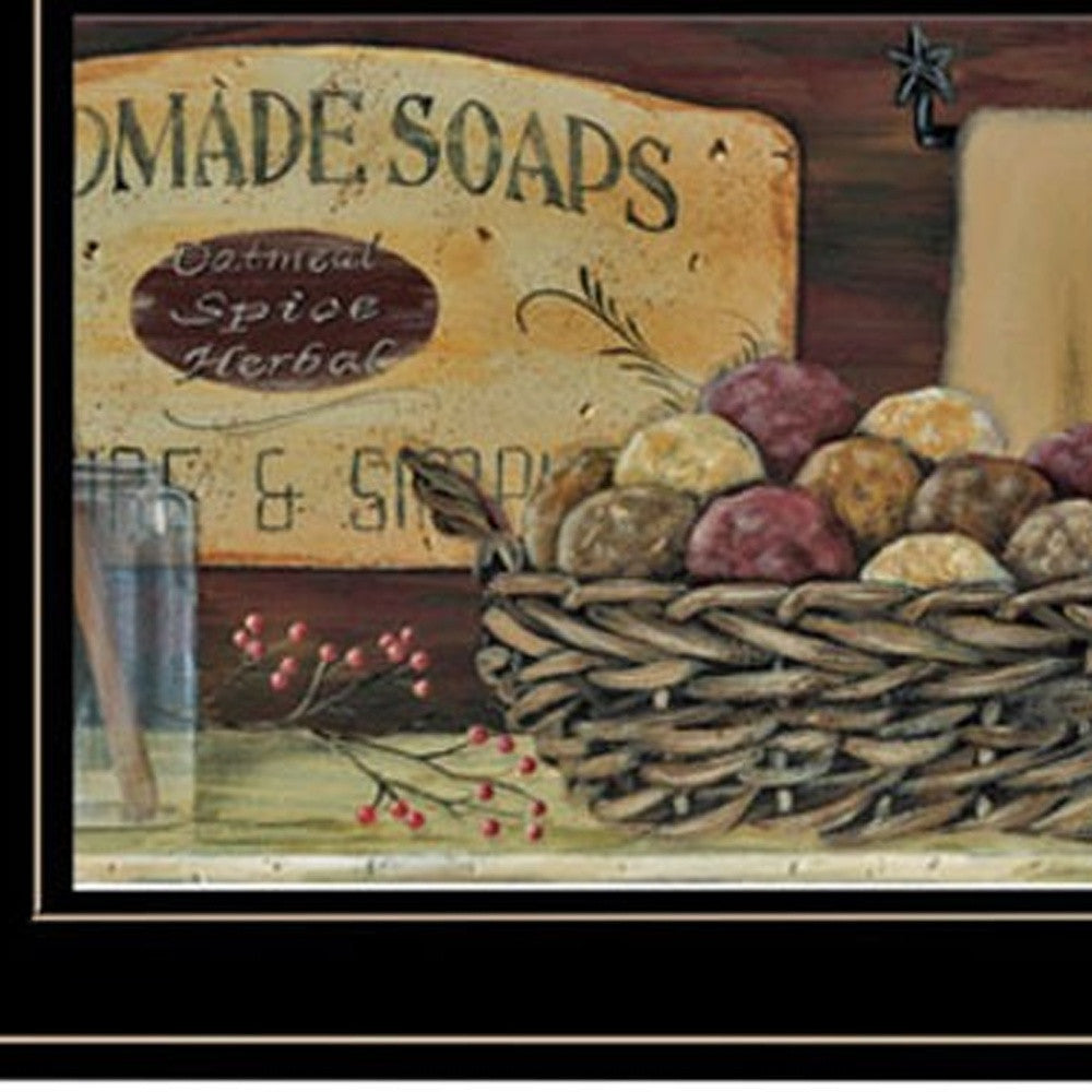 Country Bath Shelf 3 Black Framed Print Wall Art