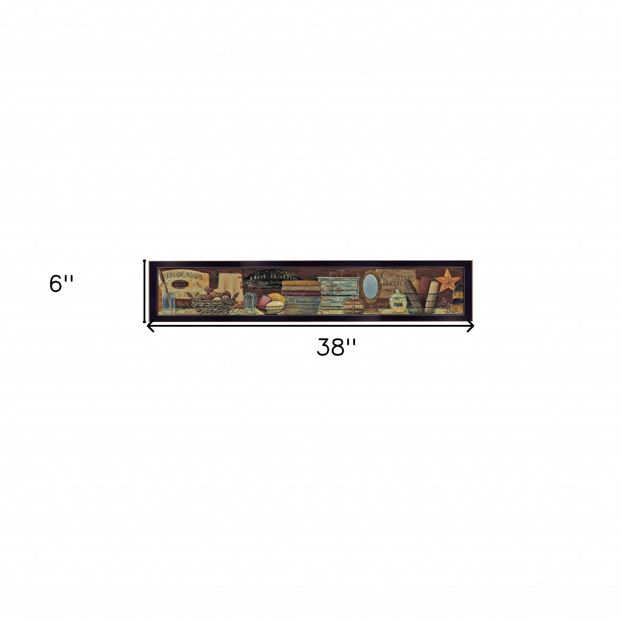 Country Bath Shelf 4 Black Framed Print Wall Art