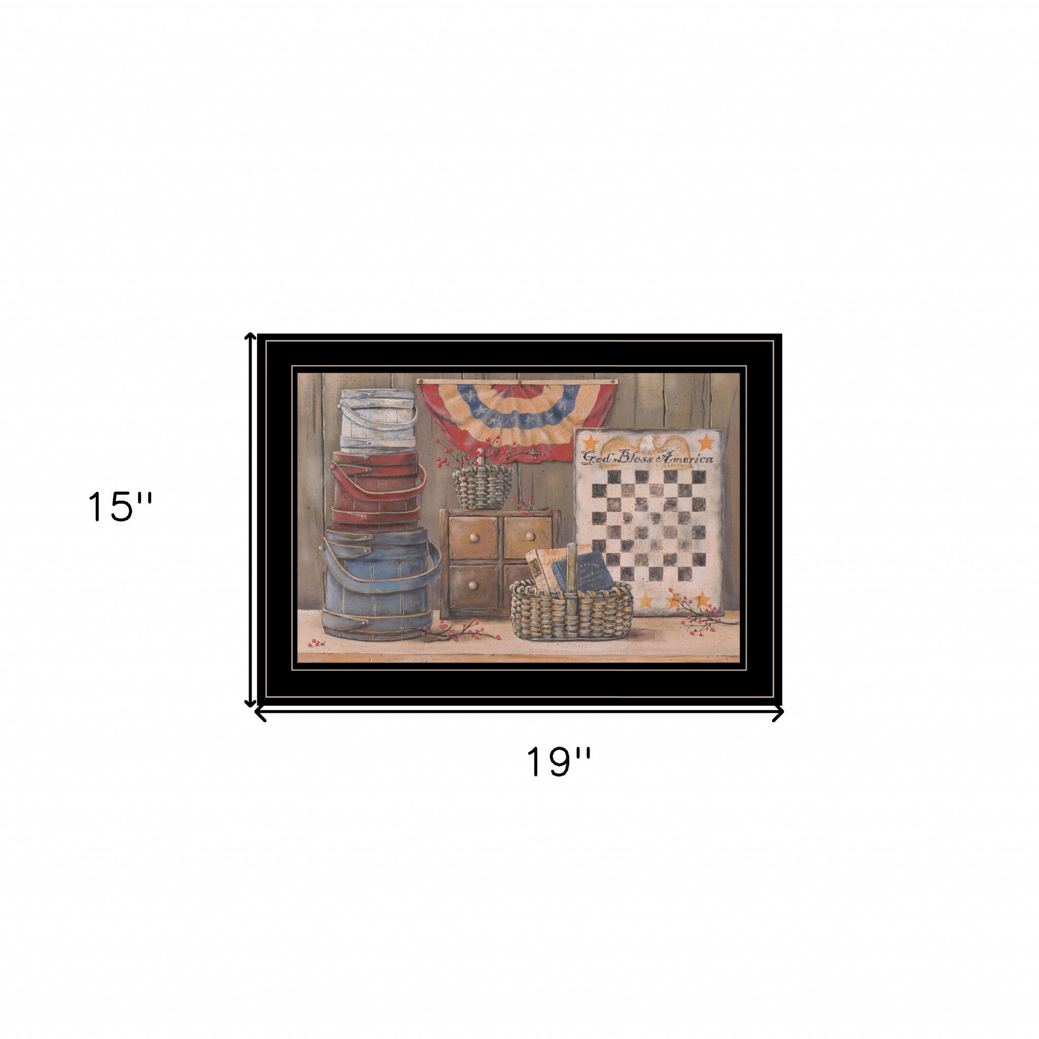 God Bless America 3 Black Framed Print Wall Art