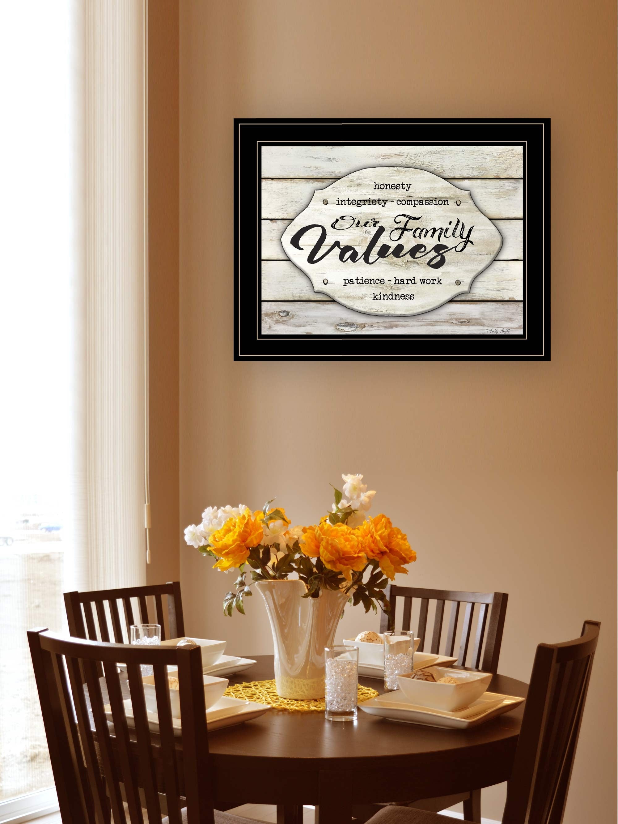 Our Family Values 3 Black Framed Print Wall Art