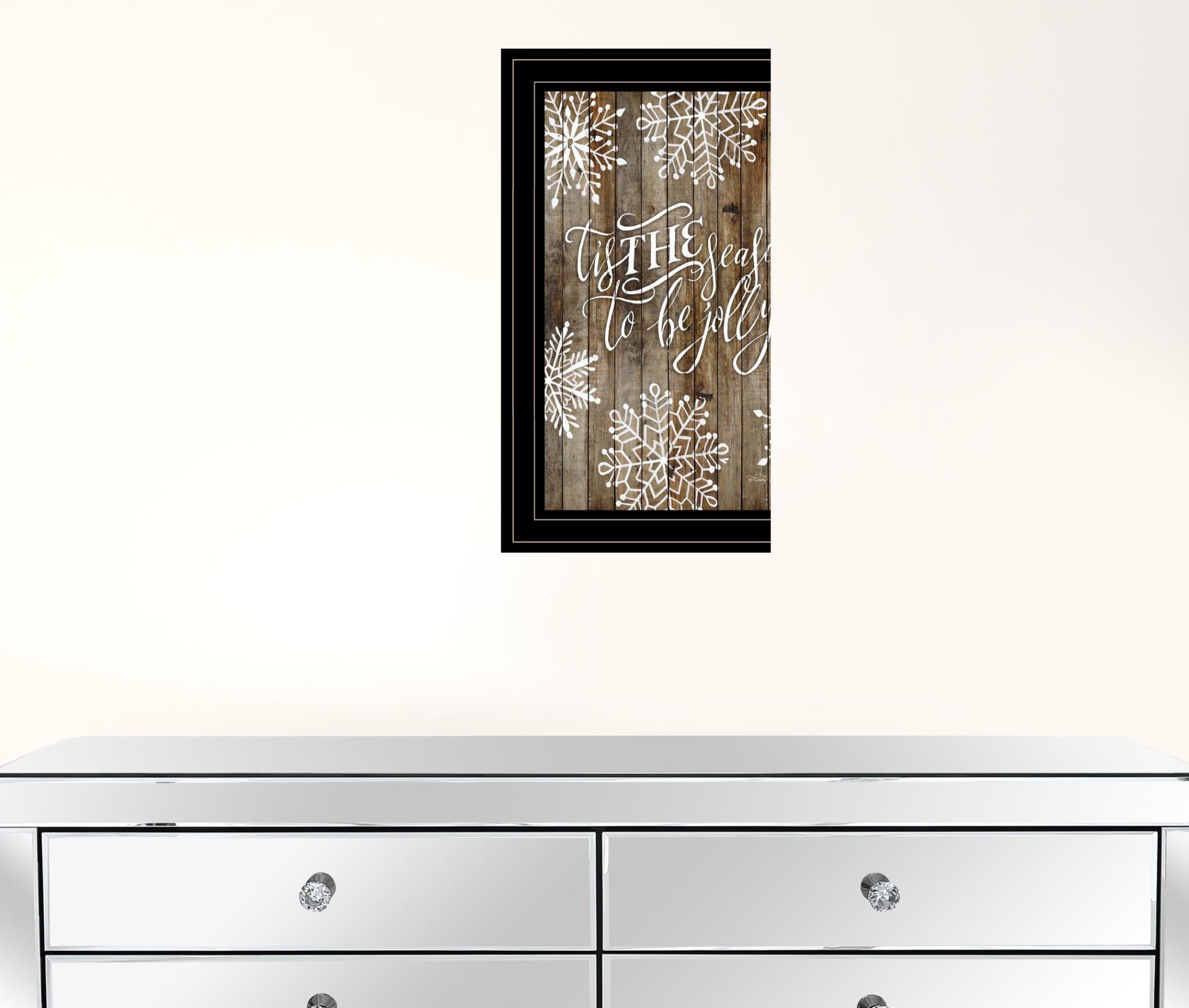 Tis The Season Snowflakes 2 Black Framed Print Wall Art