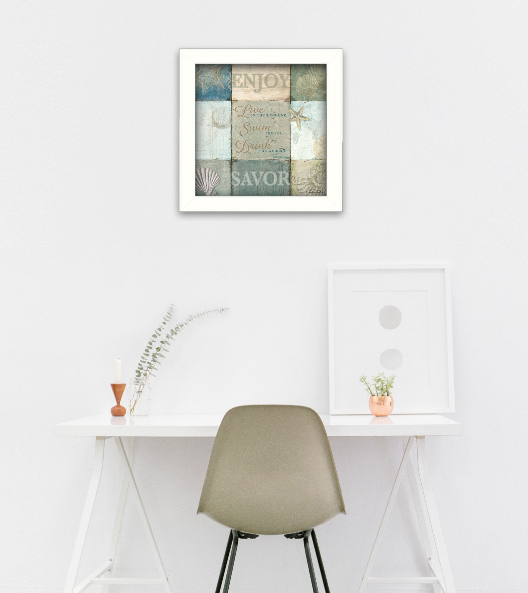 Live In The Sunshine 1 White Framed Print Wall Art