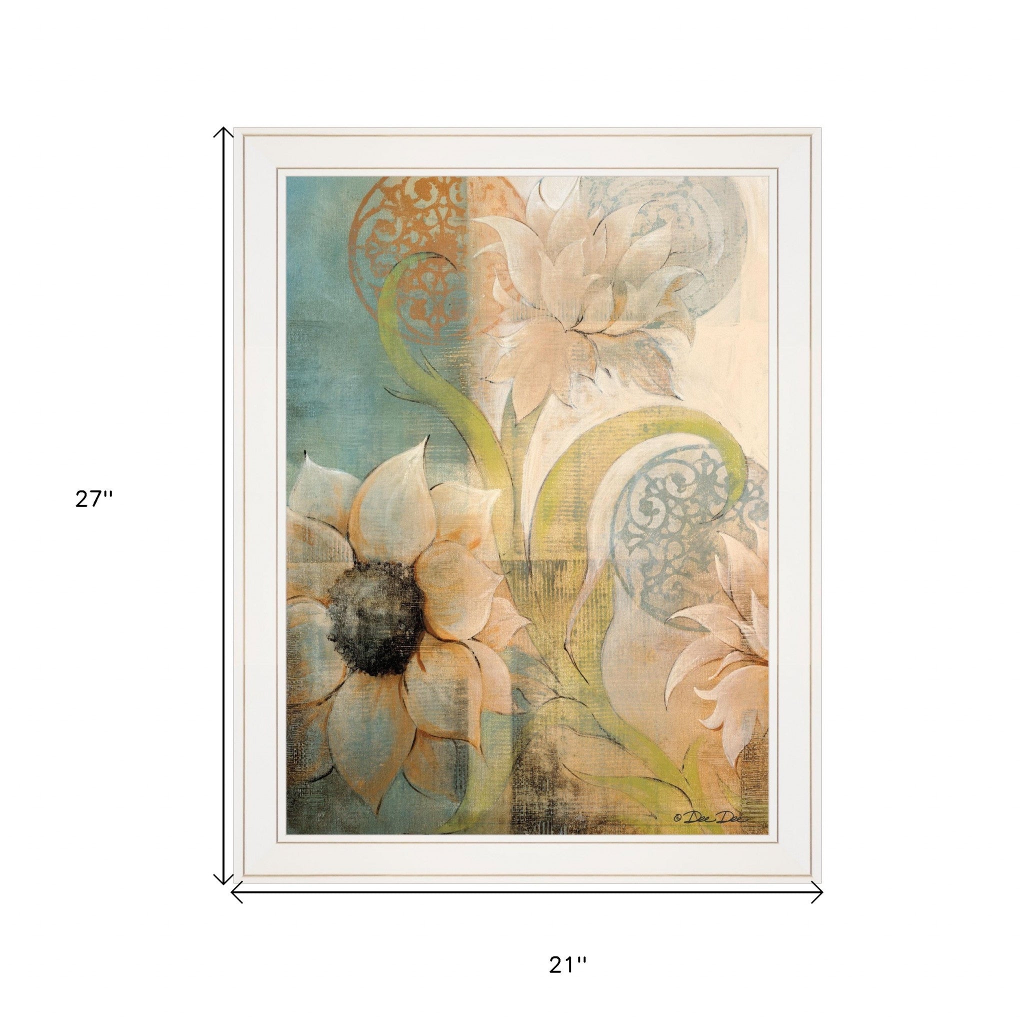 Meandering Flowers I 1 White Framed Print Wall Art