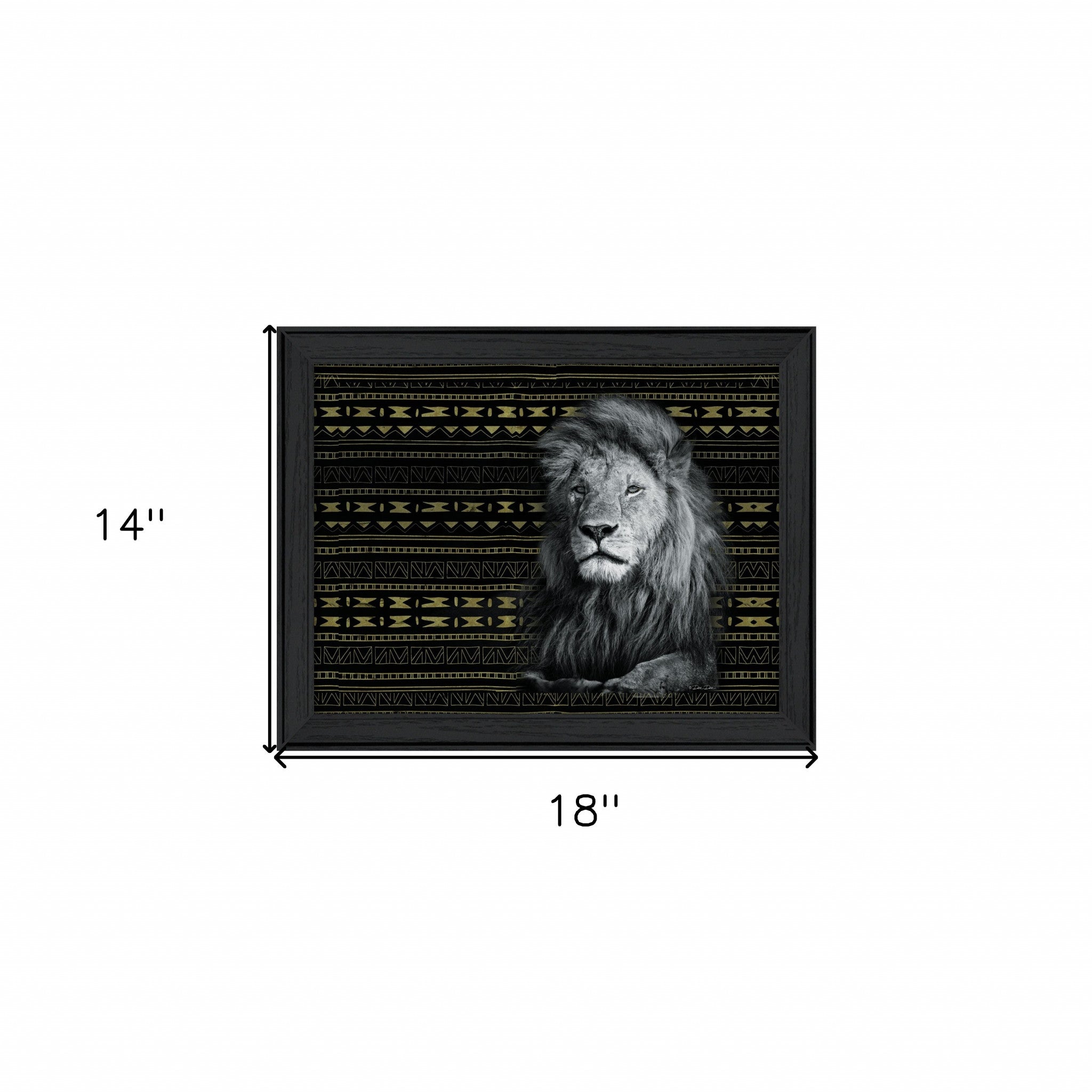 Patterned Lion Black Framed Print Wall Art