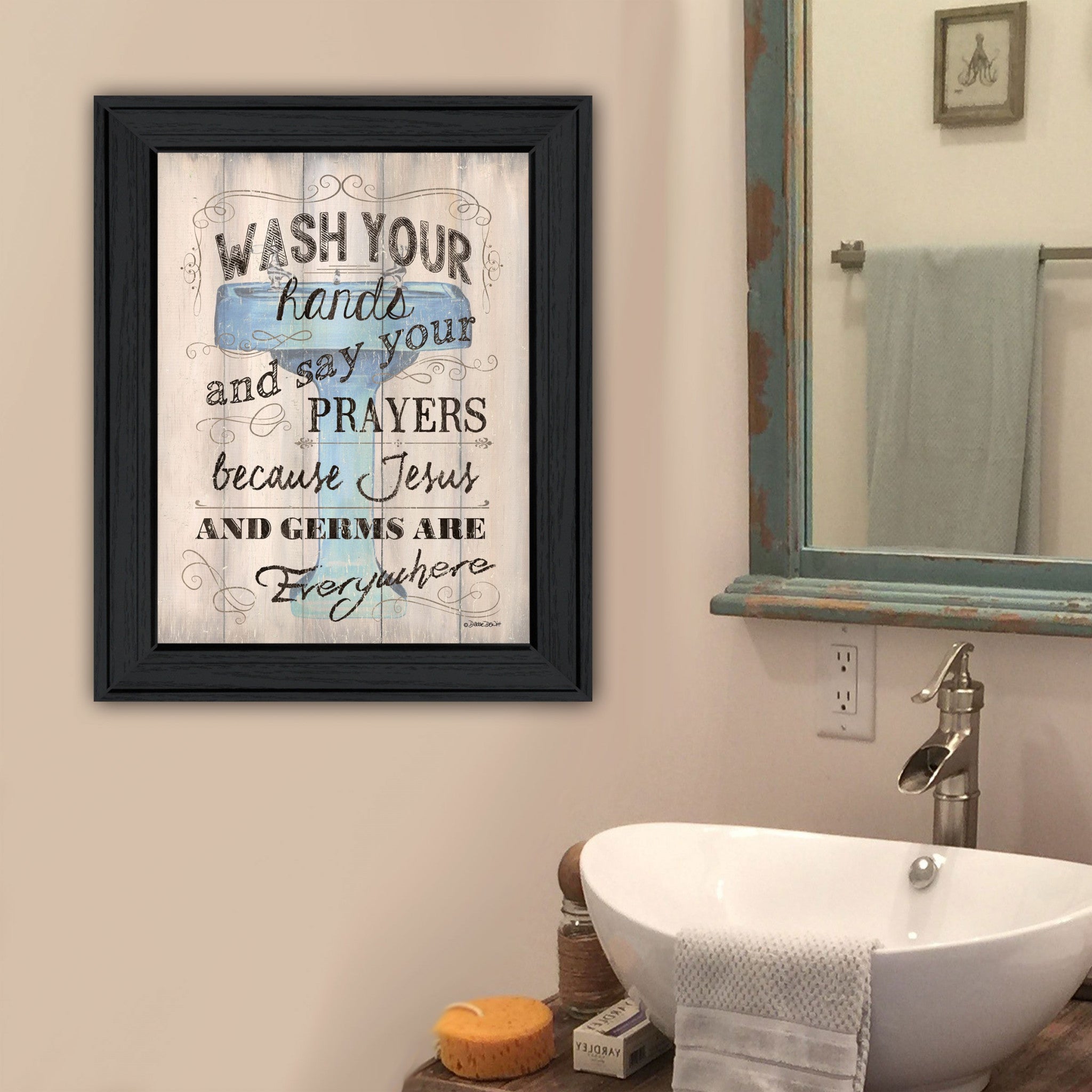 Bathroom Humor 2 Black Framed Print Wall Art