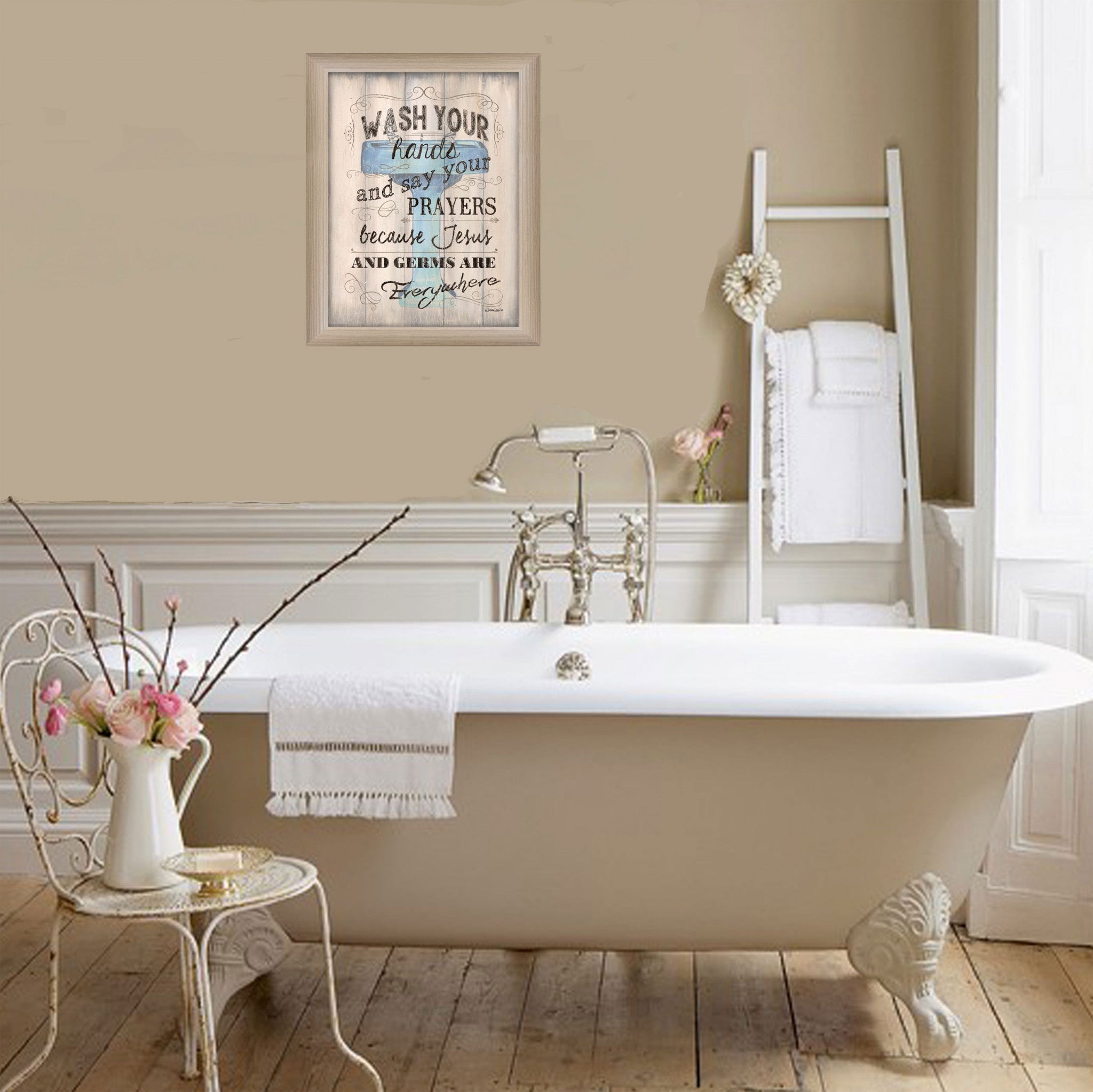 Wash Your Hands 3 Brown Framed Print Wall Art