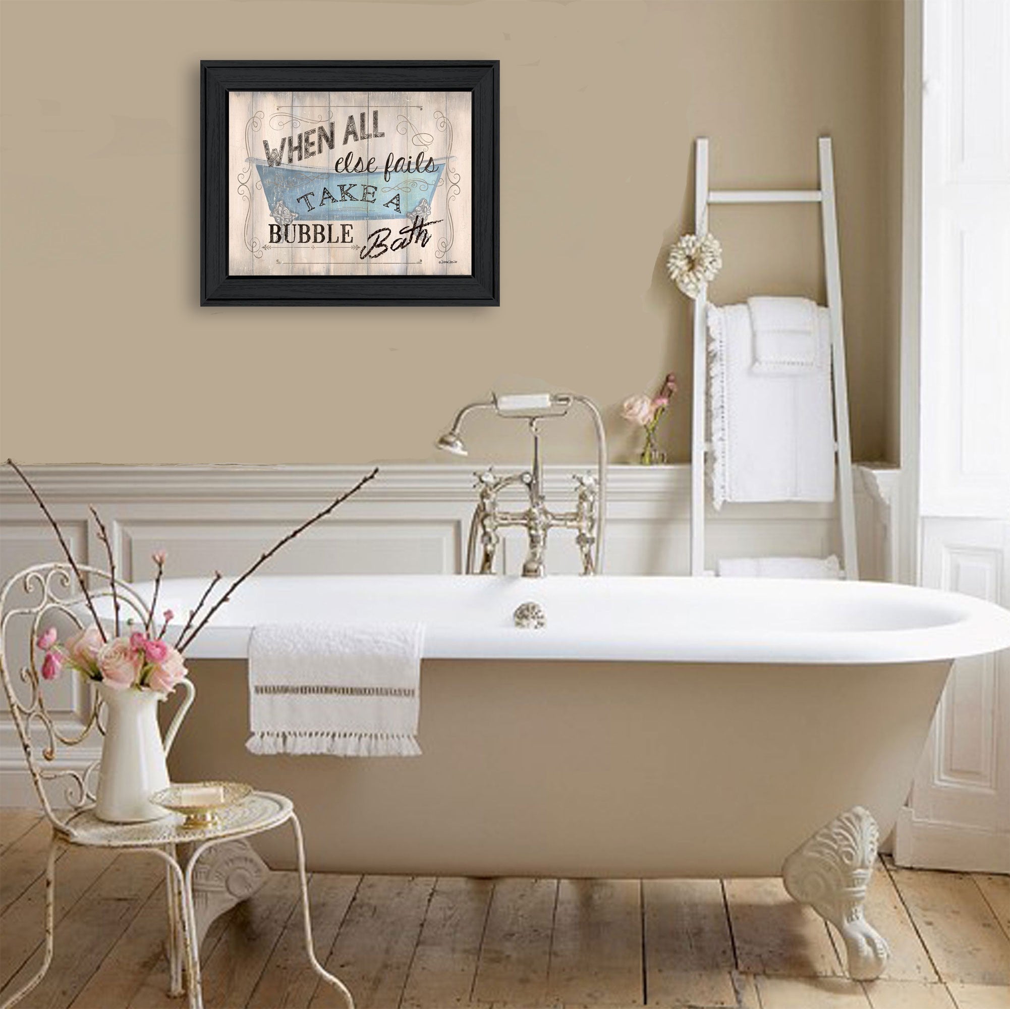 Bathroom Humor 4 Black Framed Print Wall Art