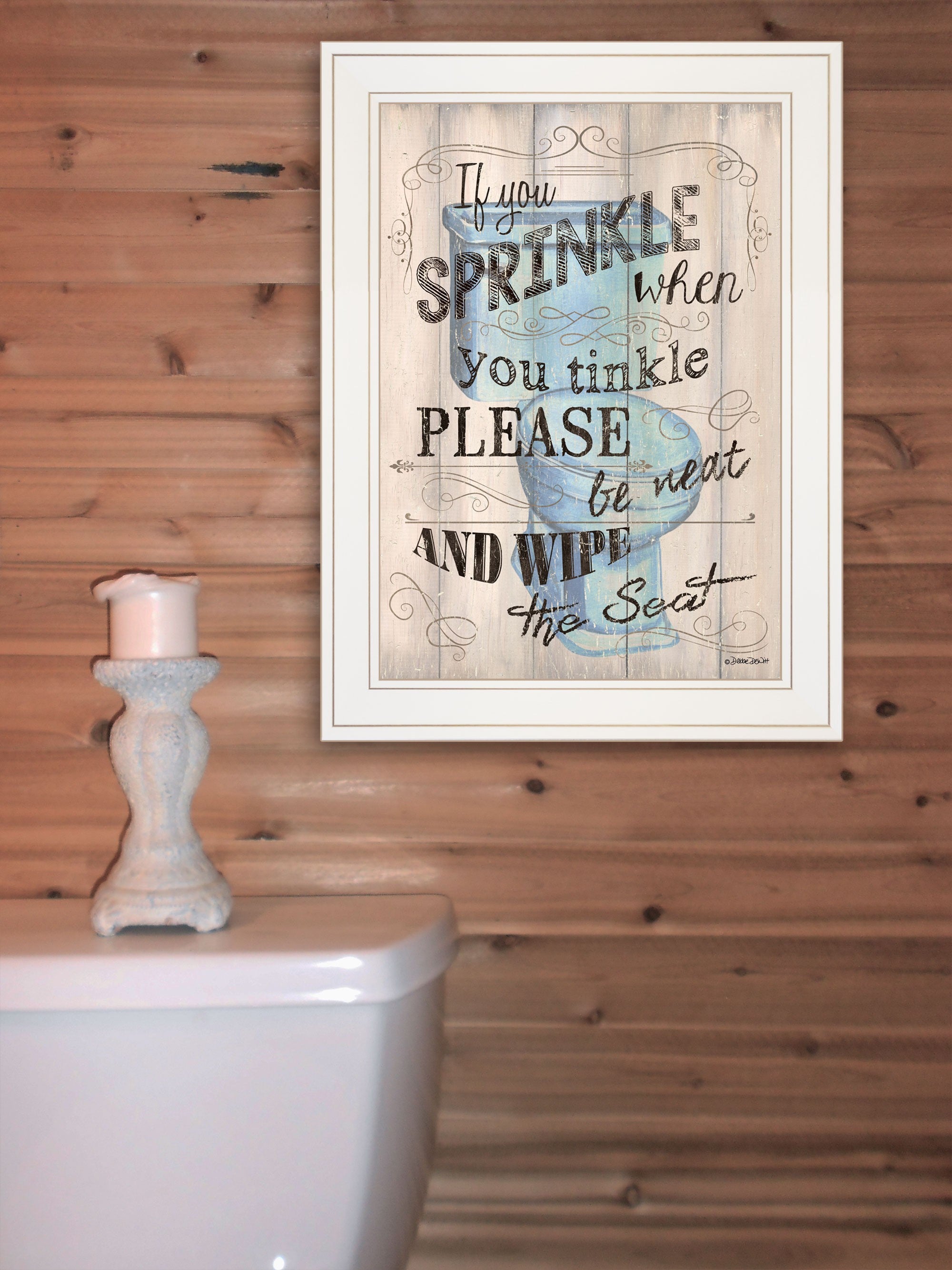 Bathroom Humor 5 White Framed Print Wall Art