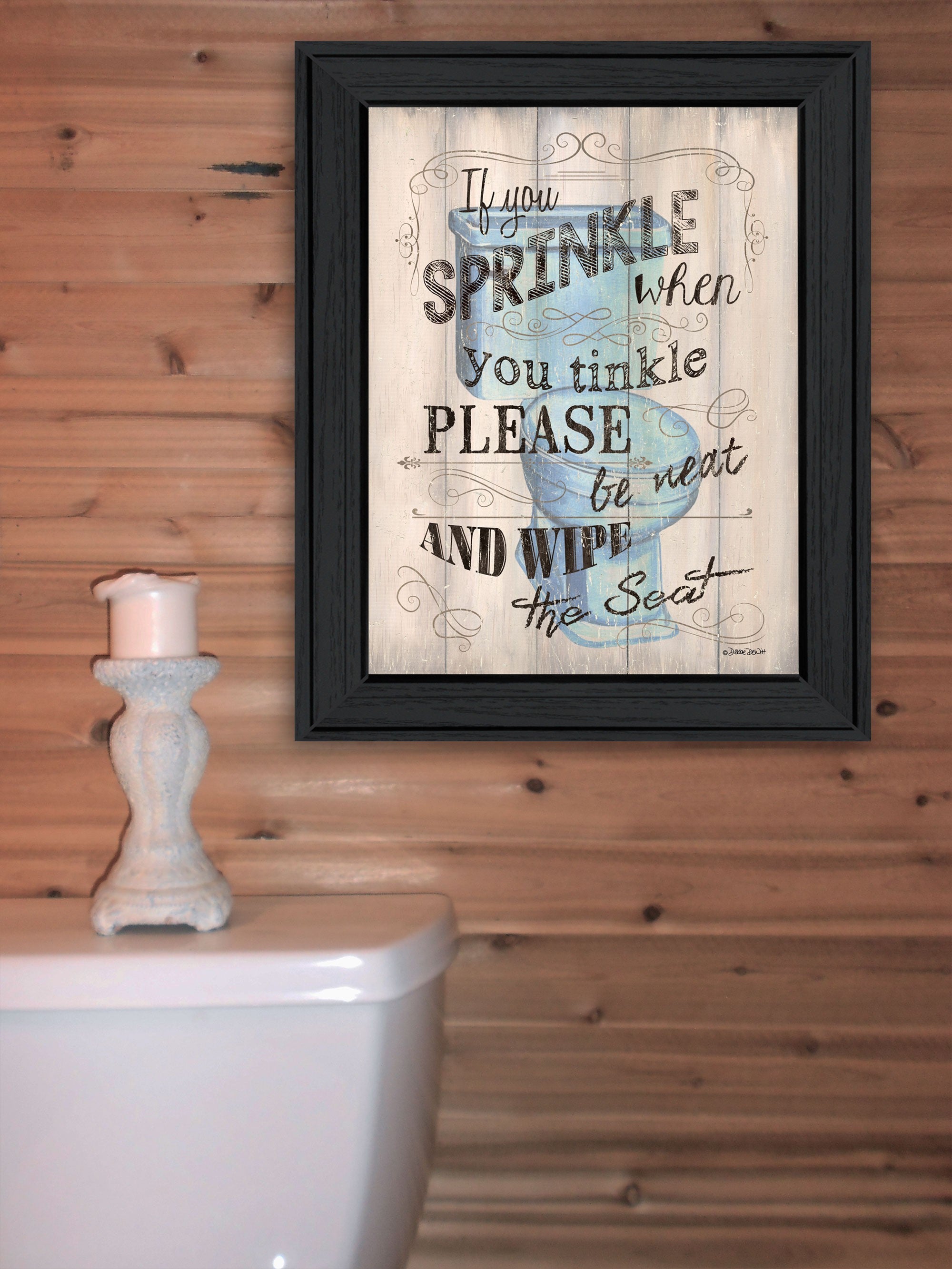 Bathroom Humor 6 Black Framed Print Wall Art