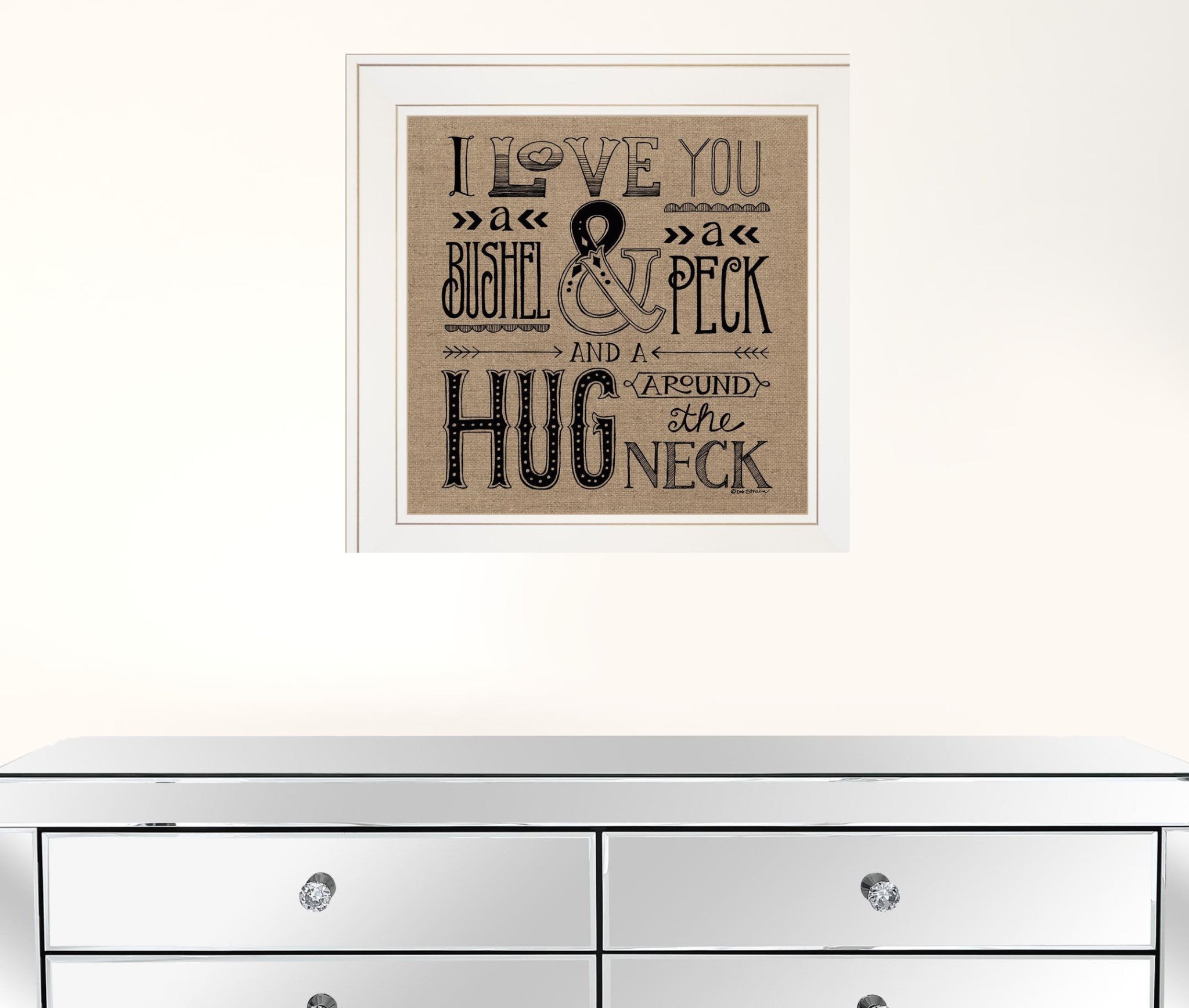 Hugs Around The Neck 1 White Framed Print Wall Art