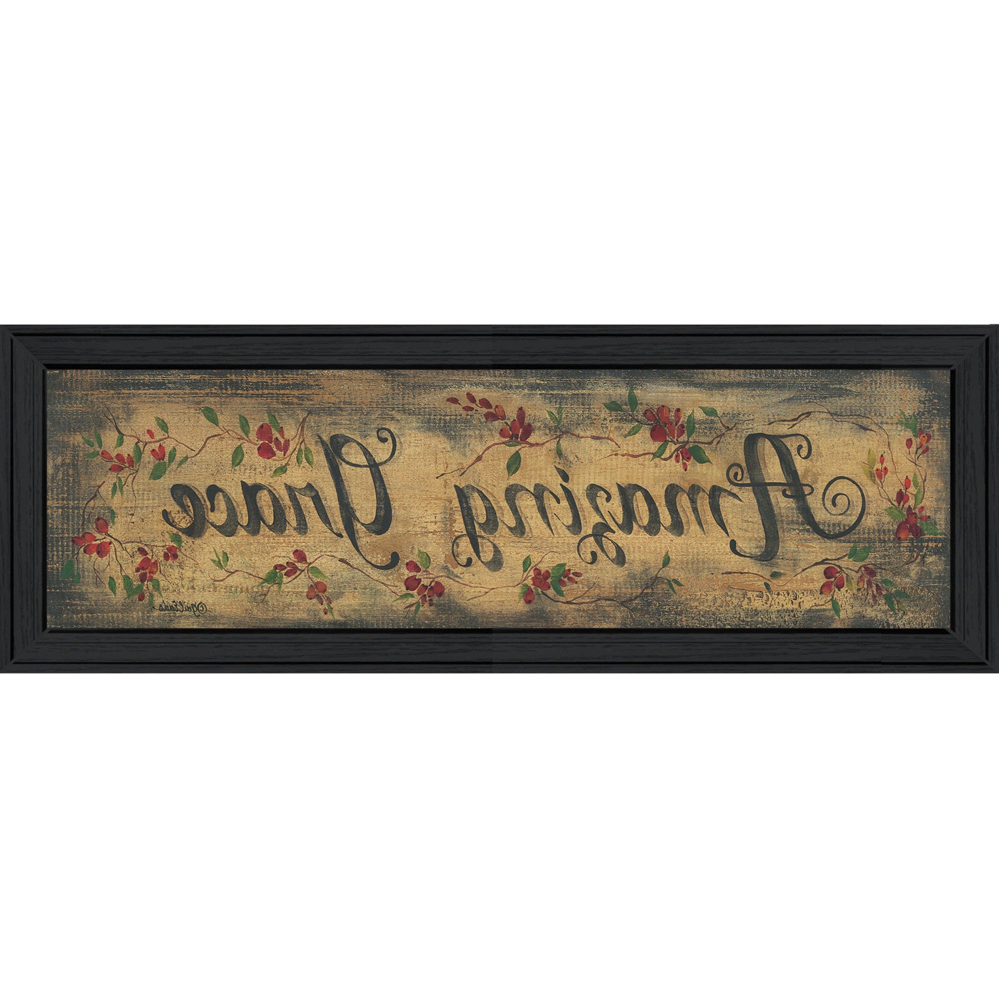 Amazing Grace Floral Black Framed Print Wall Art