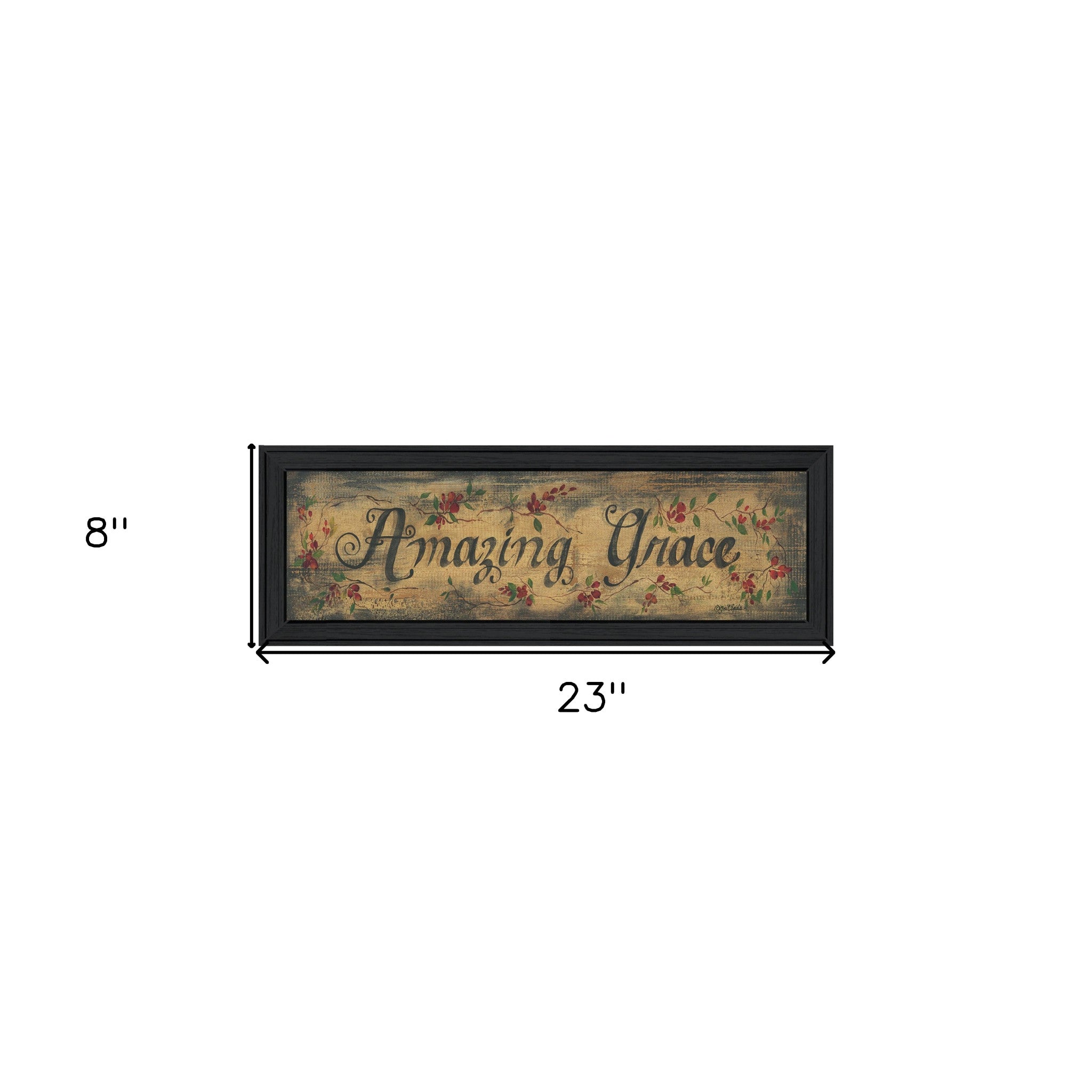 Amazing Grace Floral Black Framed Print Wall Art