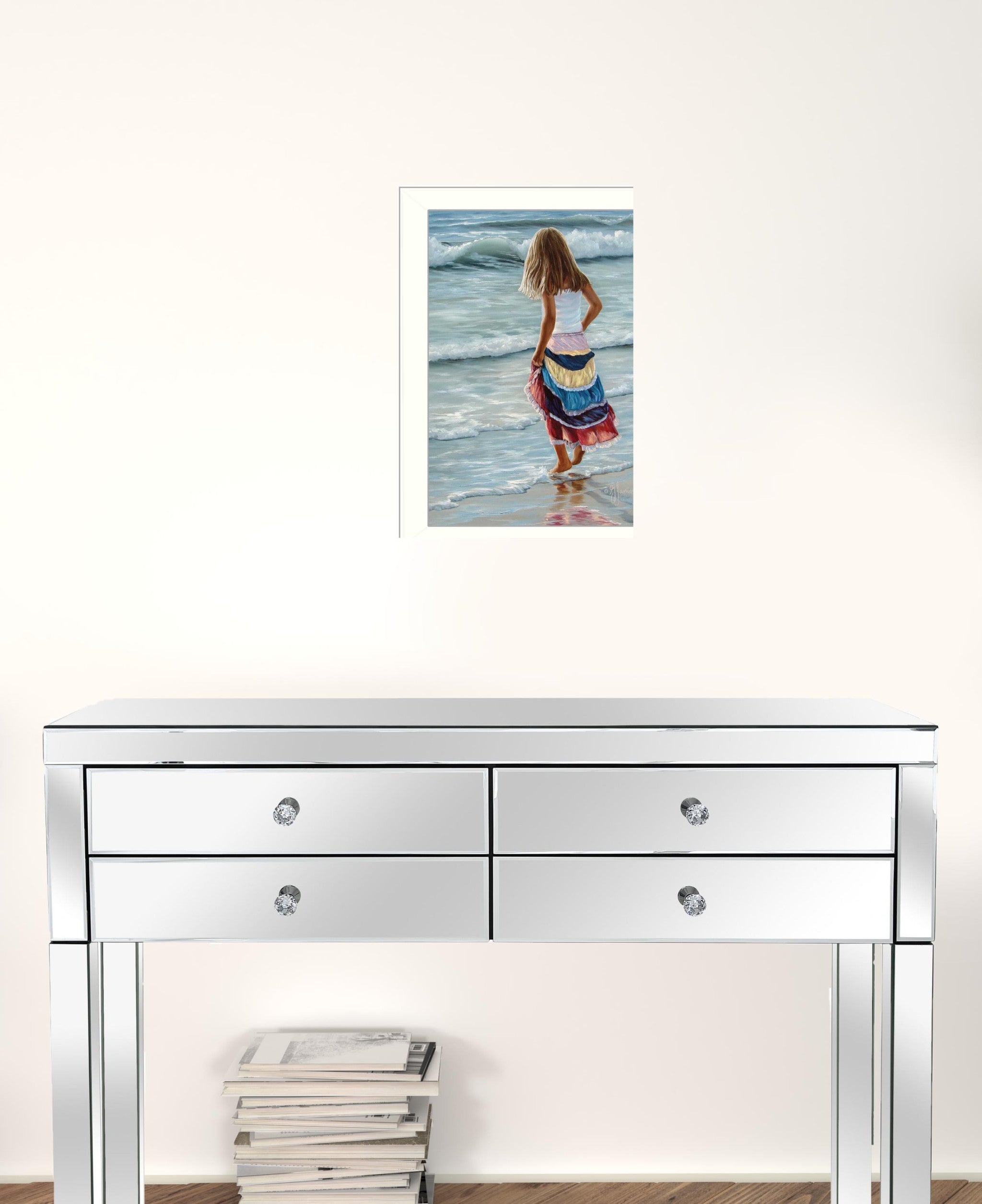 The Striped Skirt White Framed Print Wall Art