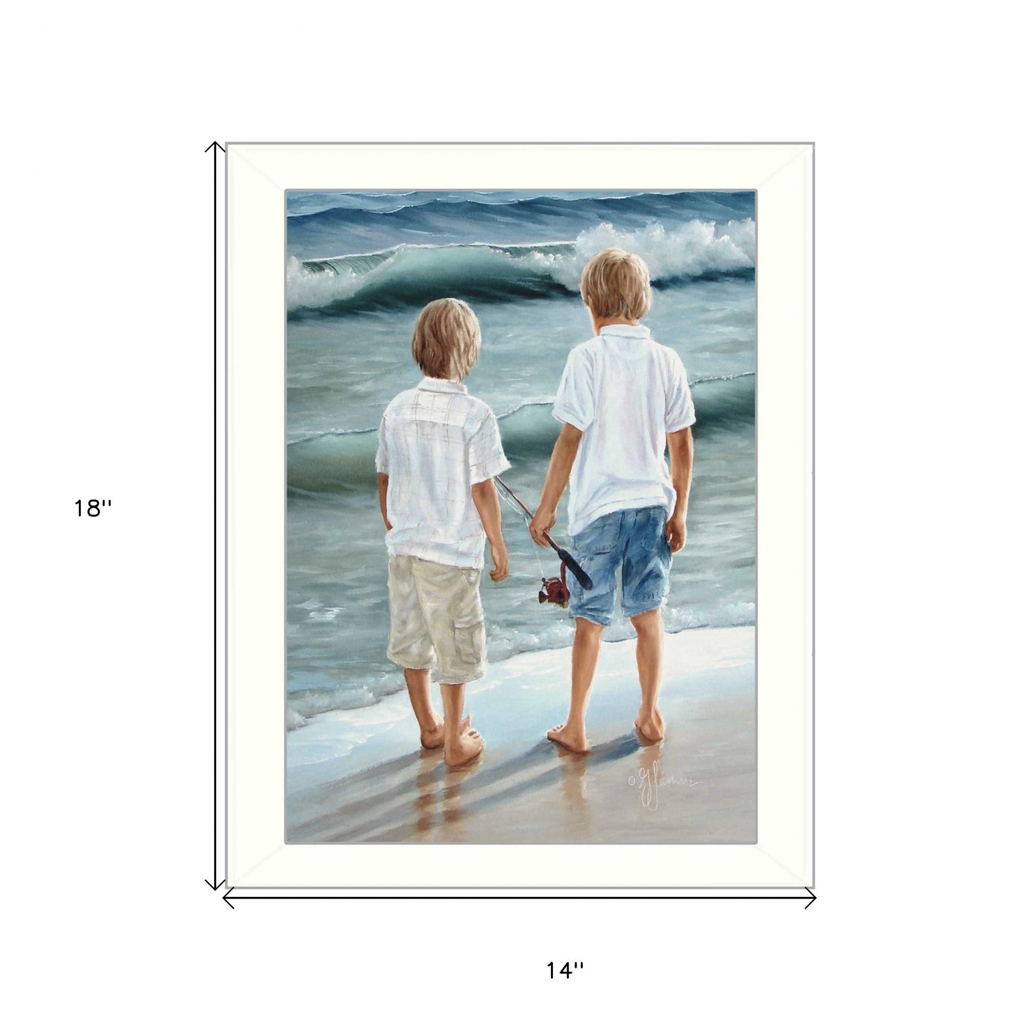 Going Fishing White Framed Print Wall Art