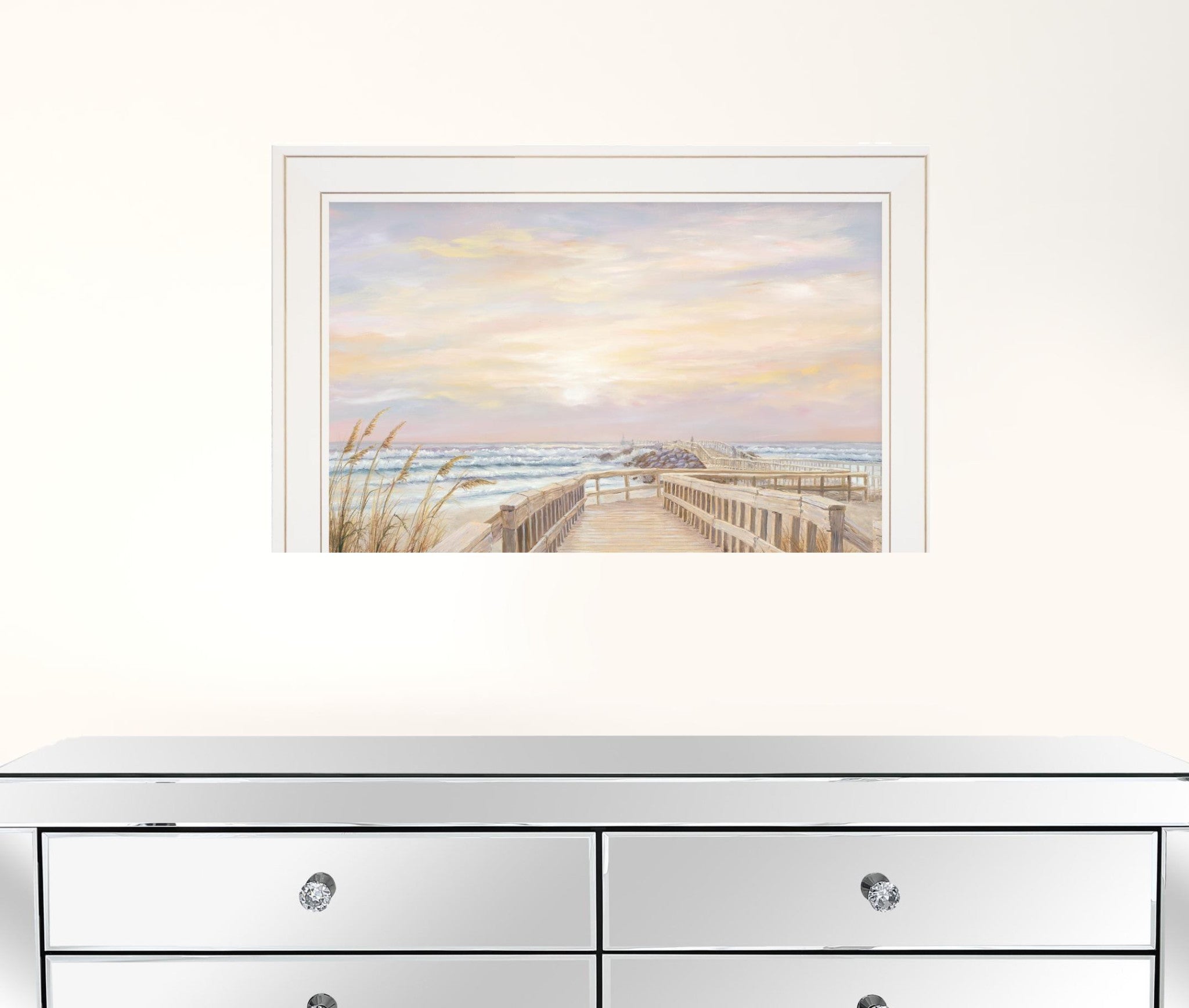 Ponce Inlet Jetty Sunrise 2 White Framed Print Wall Art