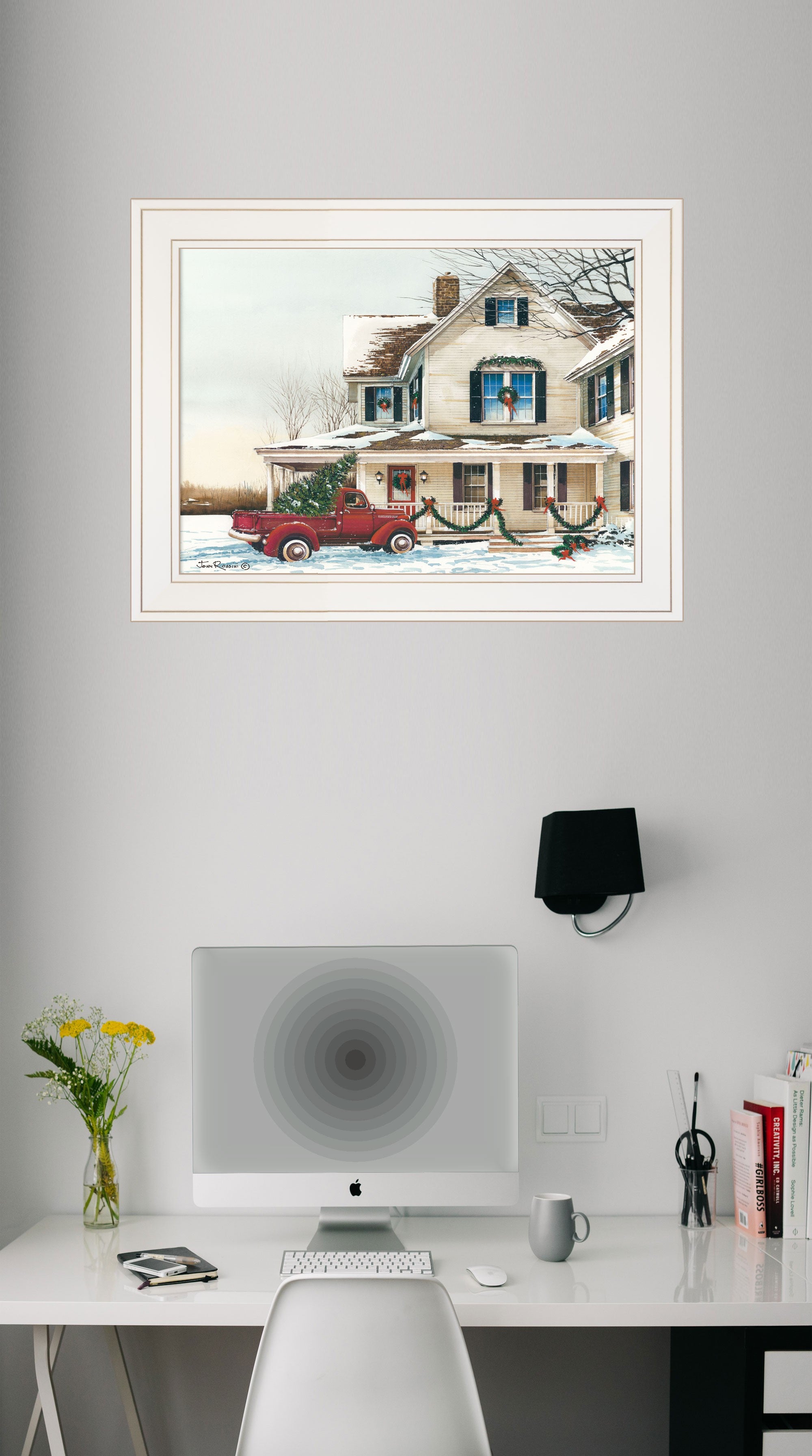 Preparing For Christmas 1 White Framed Print Wall Art