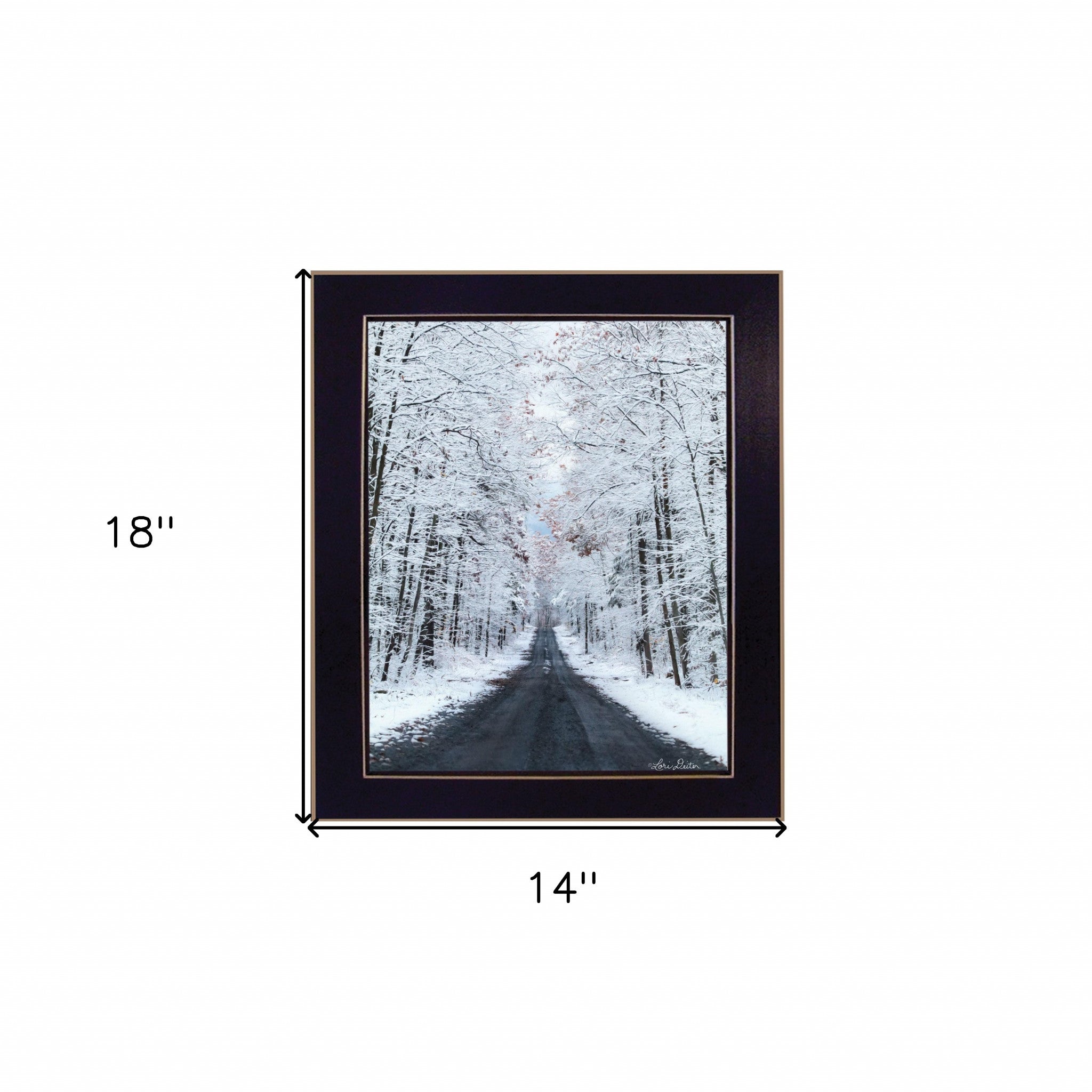 All Roads Lead Home Snowy Winter Lane Black Framed Print Wall Art