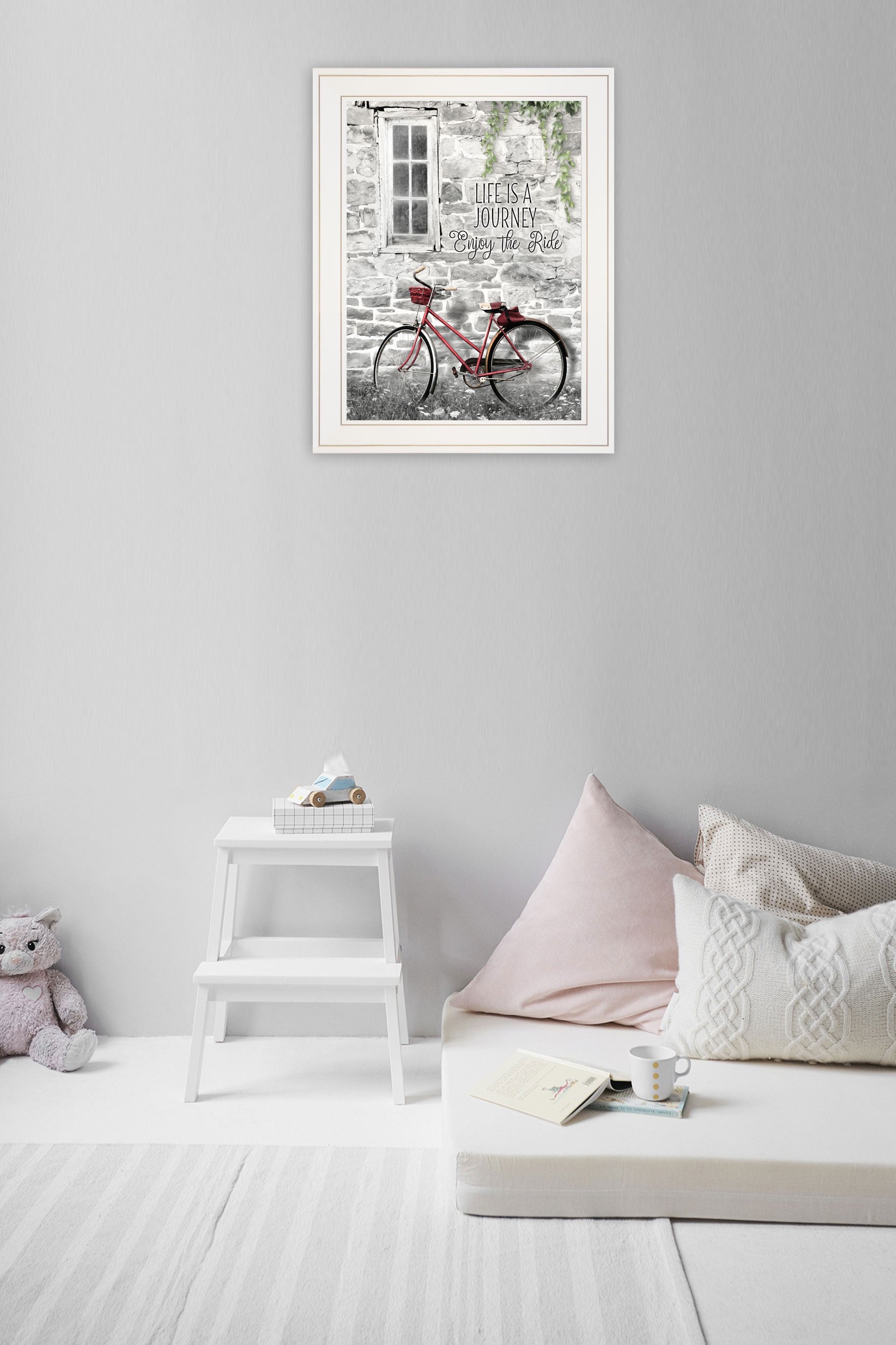 Life Is A Journey Enjoy White Framed Print Wall Art