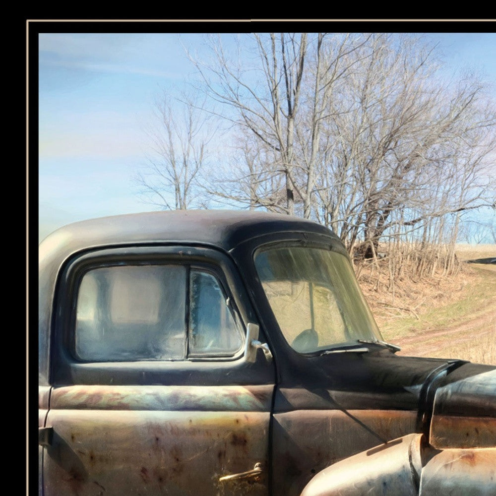 Vintage Farm Trucks 2 Black Framed Print Wall Art