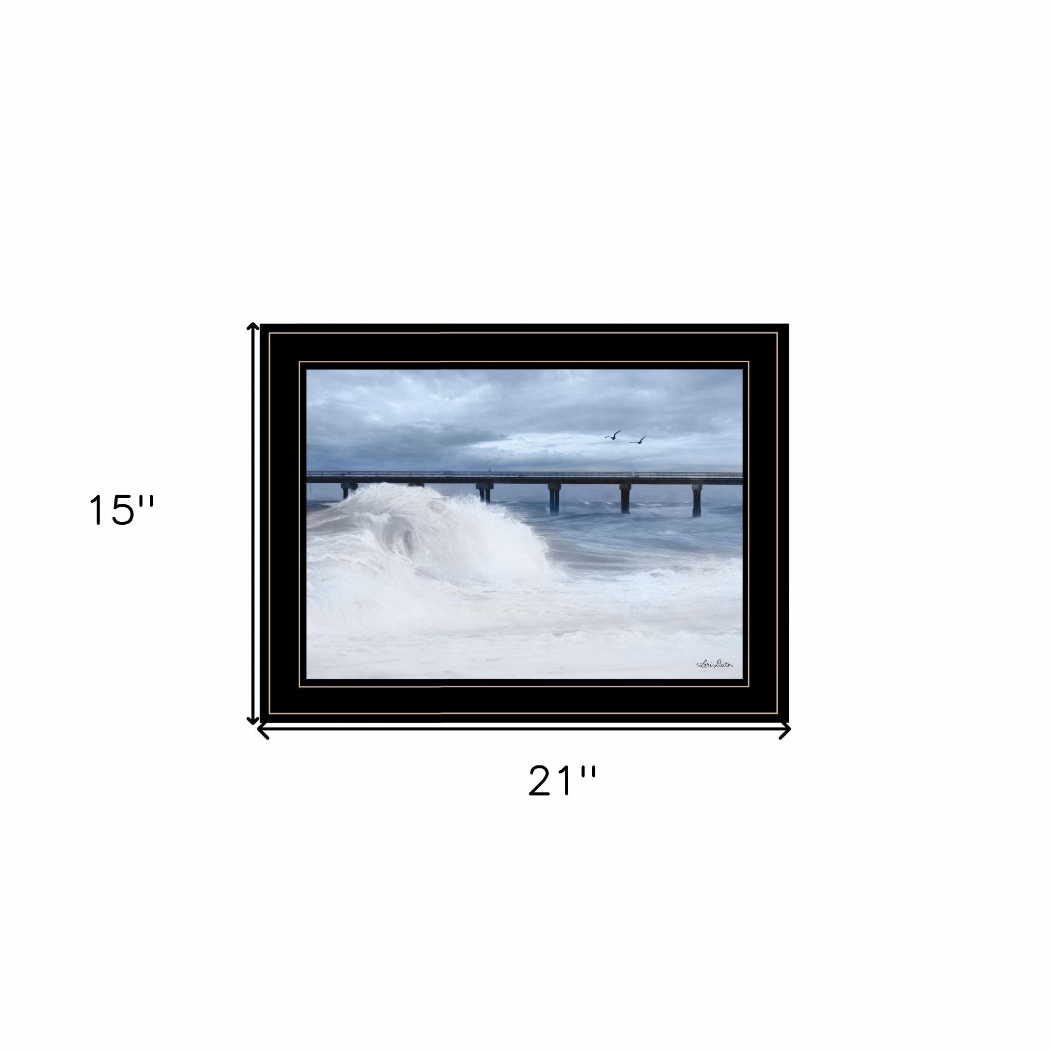 Blue Waves 2 Black Framed Print Wall Art