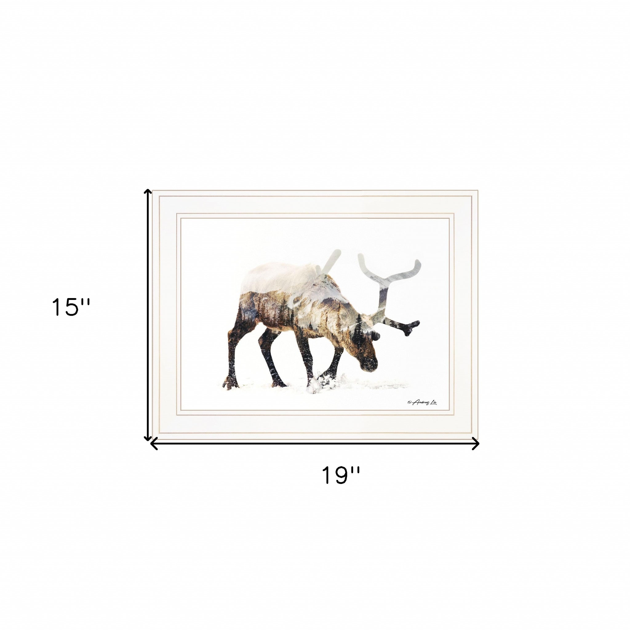 Arctic Reindeer 1 White Framed Print Wall Art