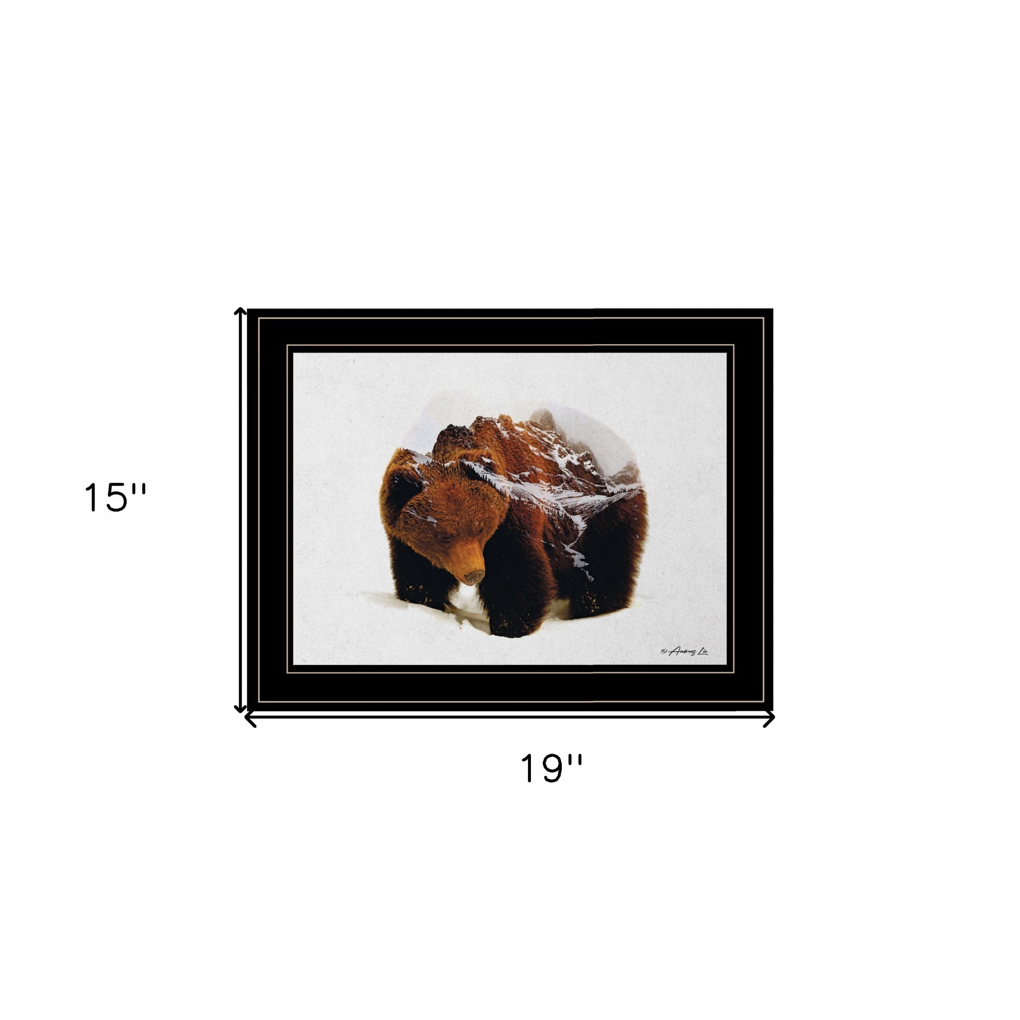 Bear In The Mountains 2 Black Framed Print Wall Art