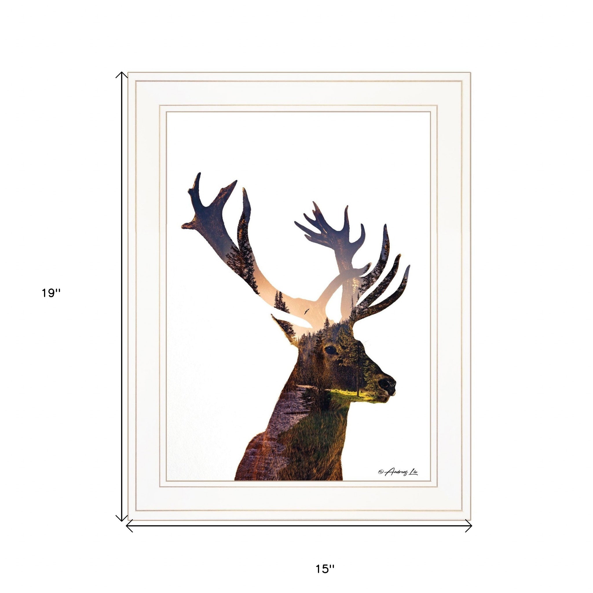 Deer In The Forest 1 White Framed Print Wall Art