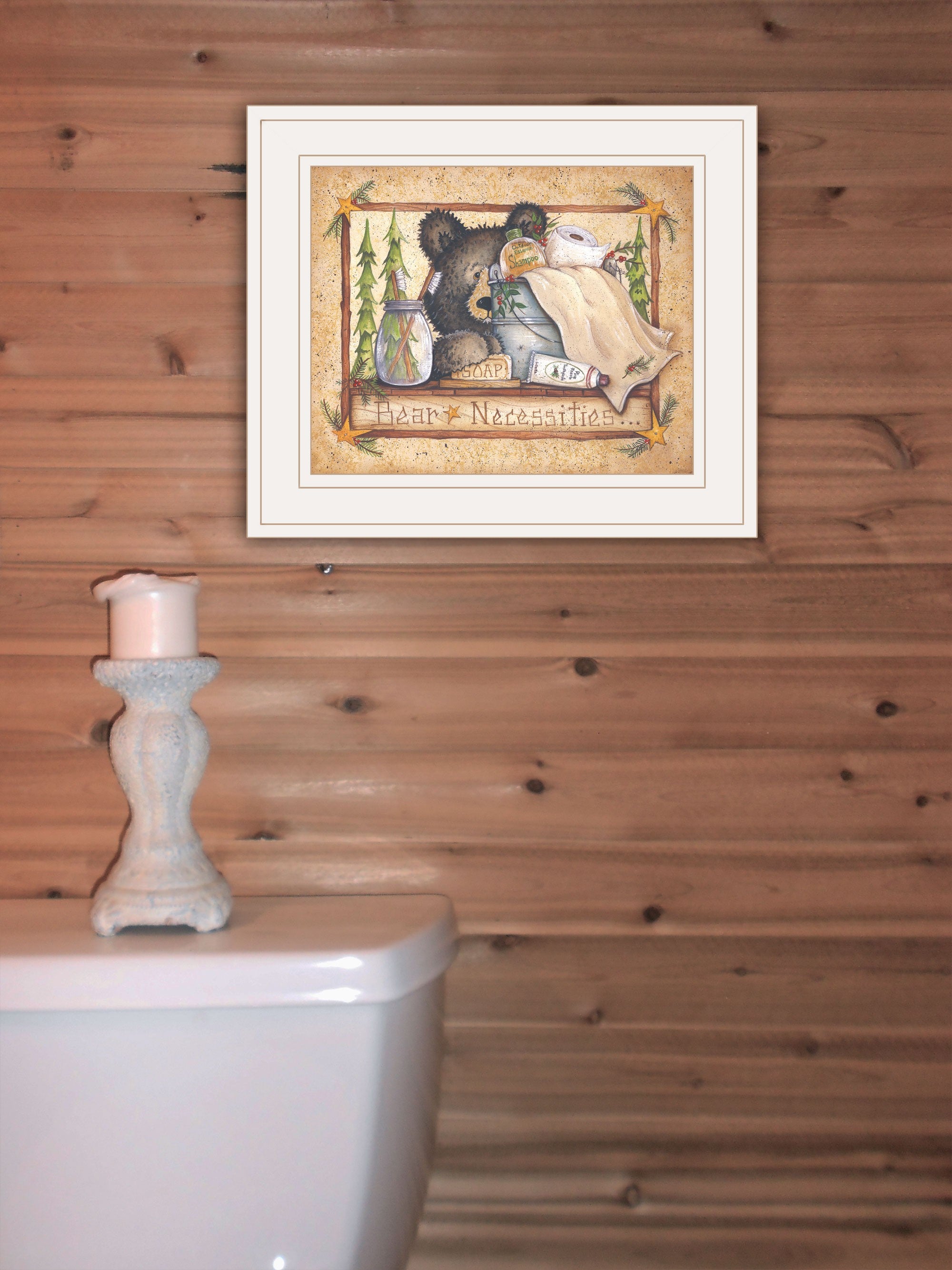 Bear Necessities Getting Ready White Framed Print Wall Art