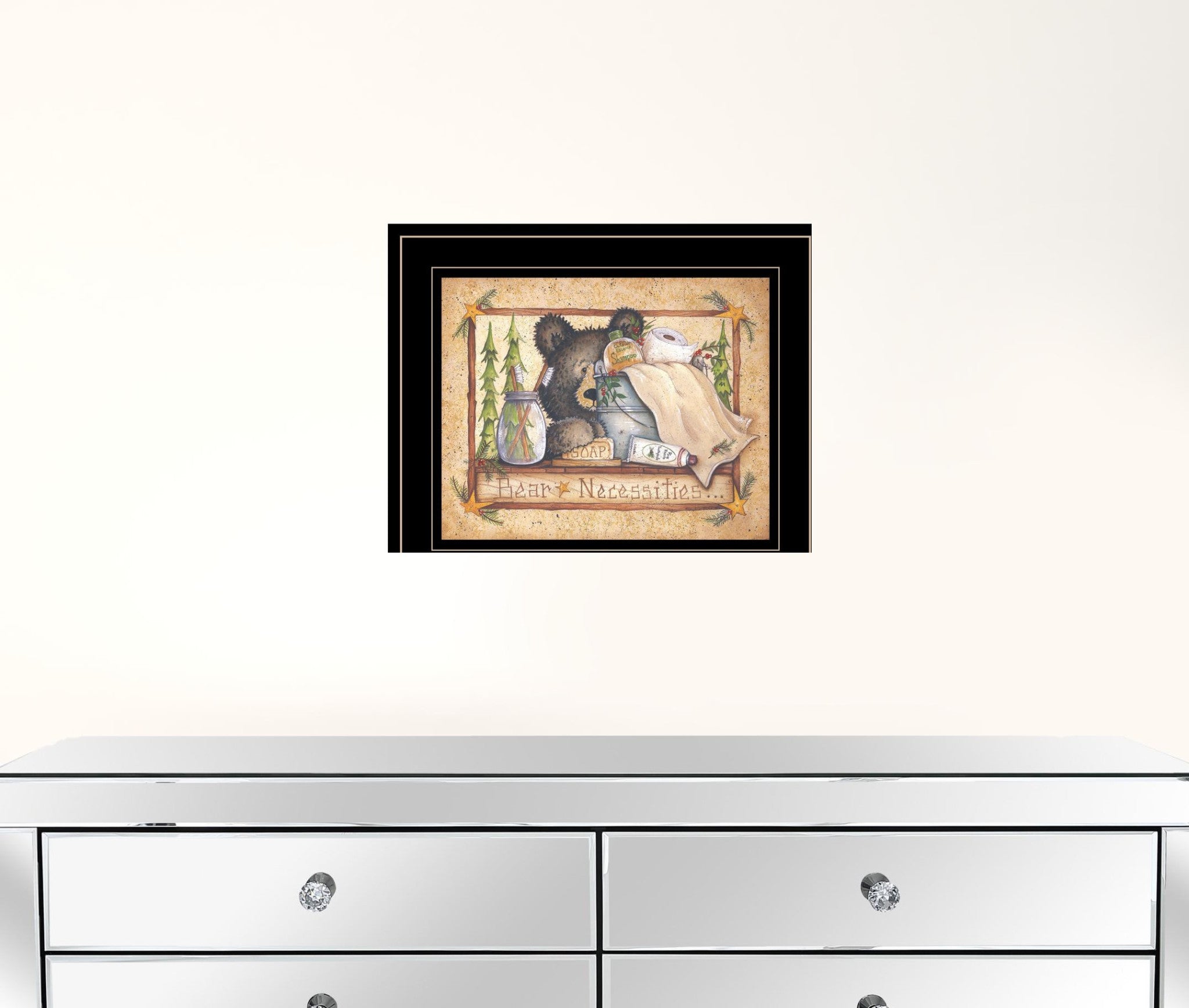 Bear Necessities Getting Ready Black Framed Print Wall Art