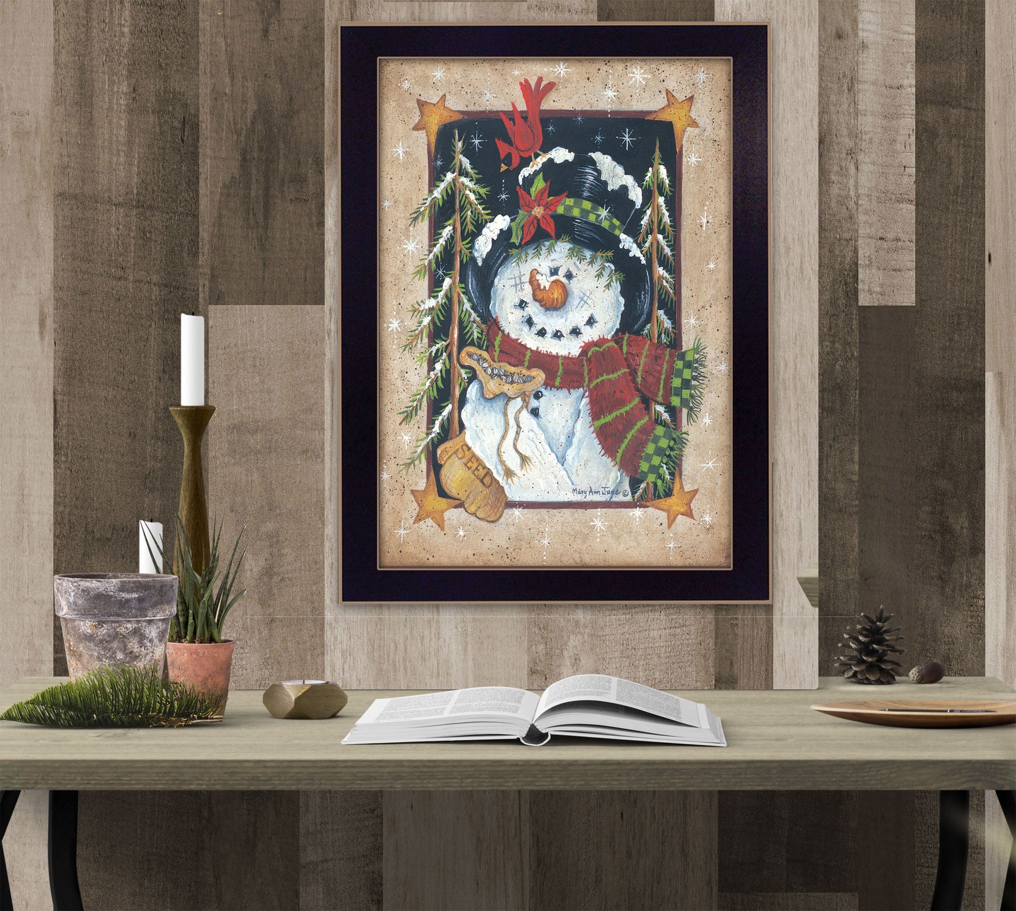 Feeding The Birds Black Framed Print Wall Art