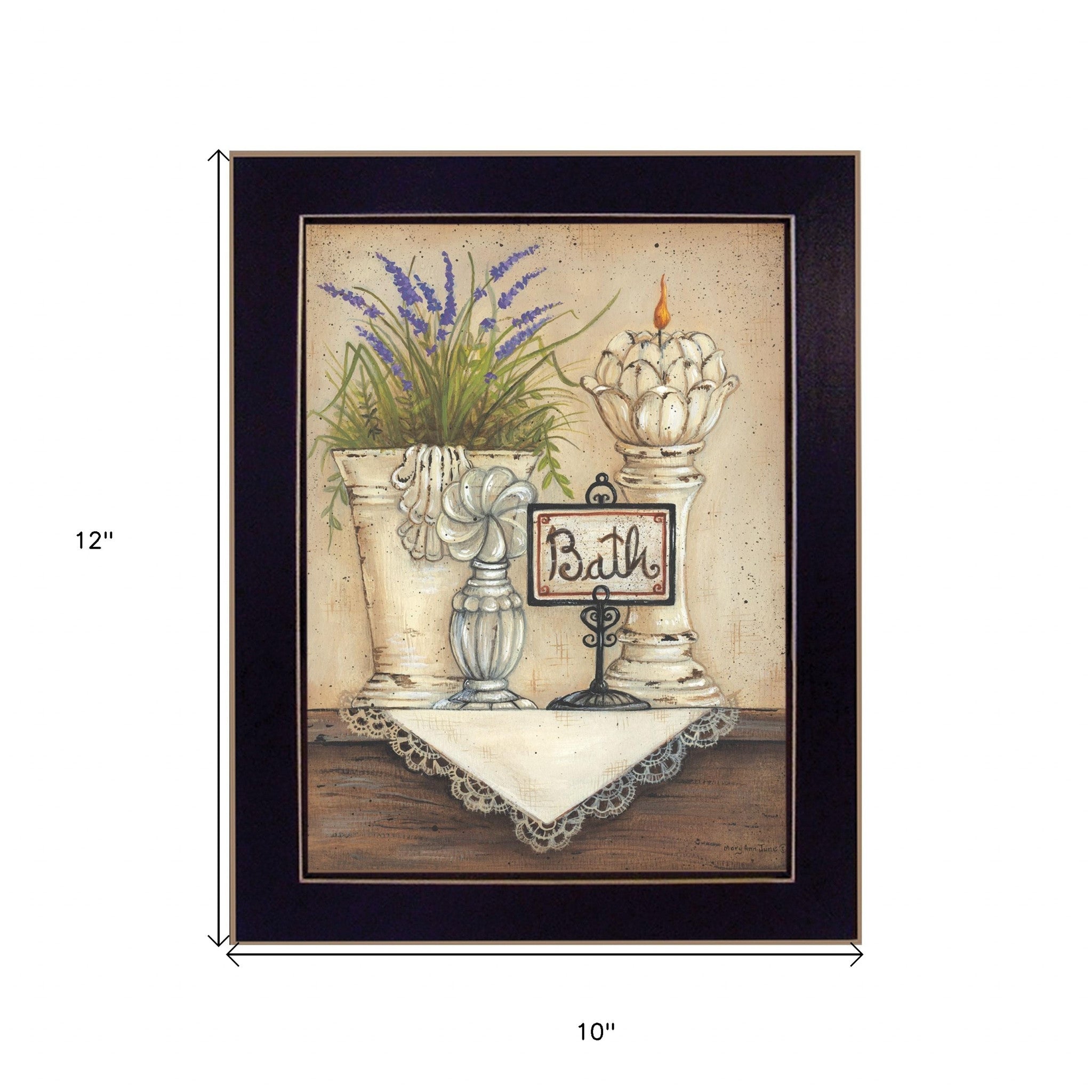 Bath Pretty Floral Black Framed Print Wall Art