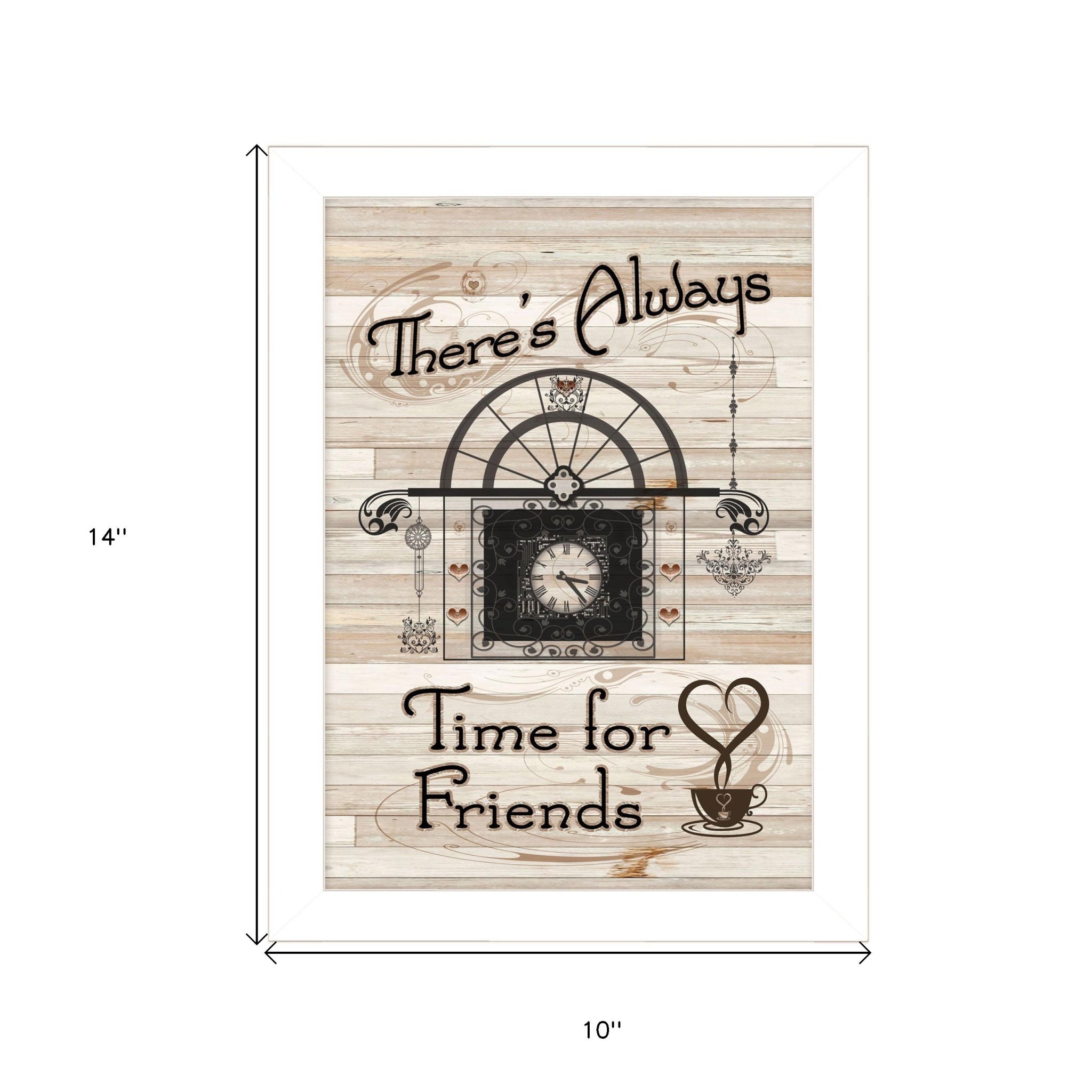 Time For Friends 4 White Framed Print Kitchen Wall Art