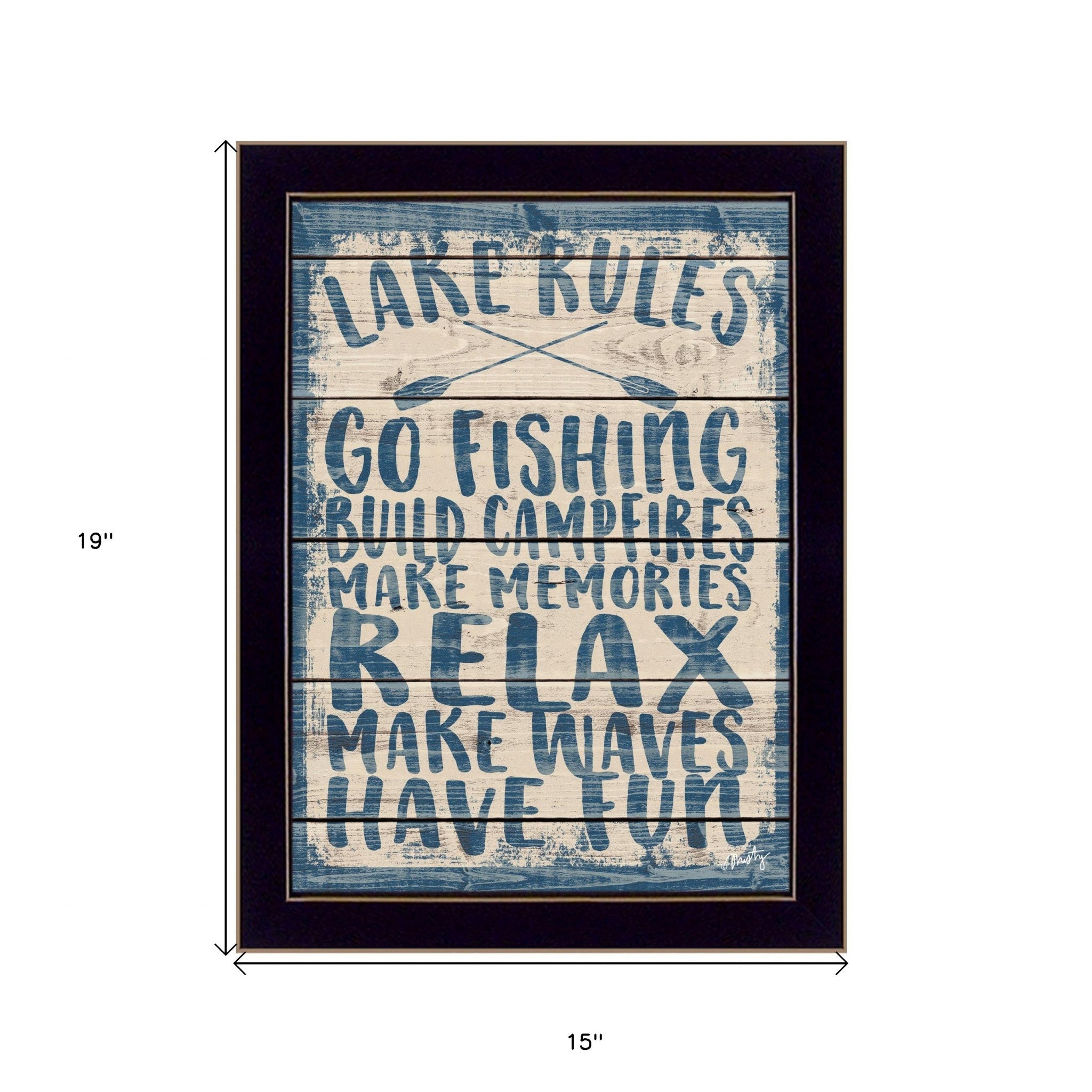 Lake Rules 2 Black Framed Print Wall Art