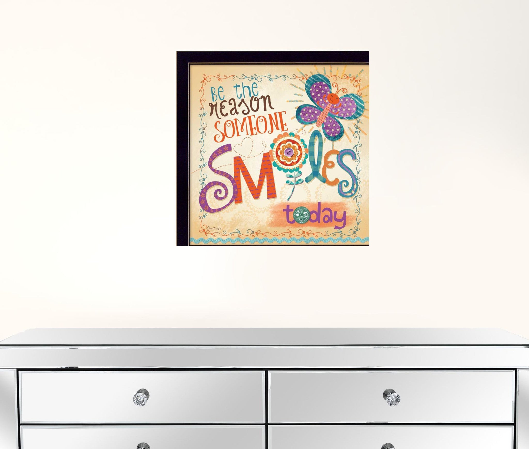 Be The Reason Someone Smiles Black Framed Print Wall Art