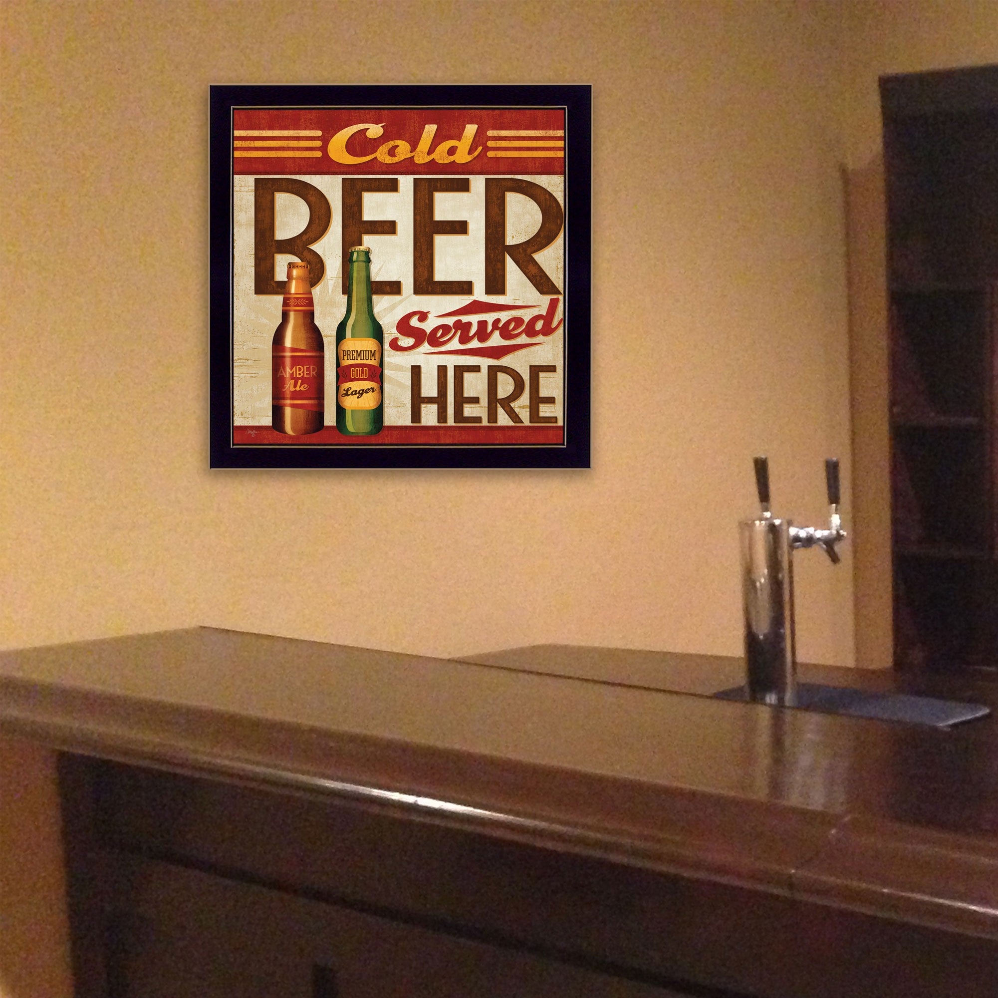 Cold Beer Served Here Black Framed Print Wall Art