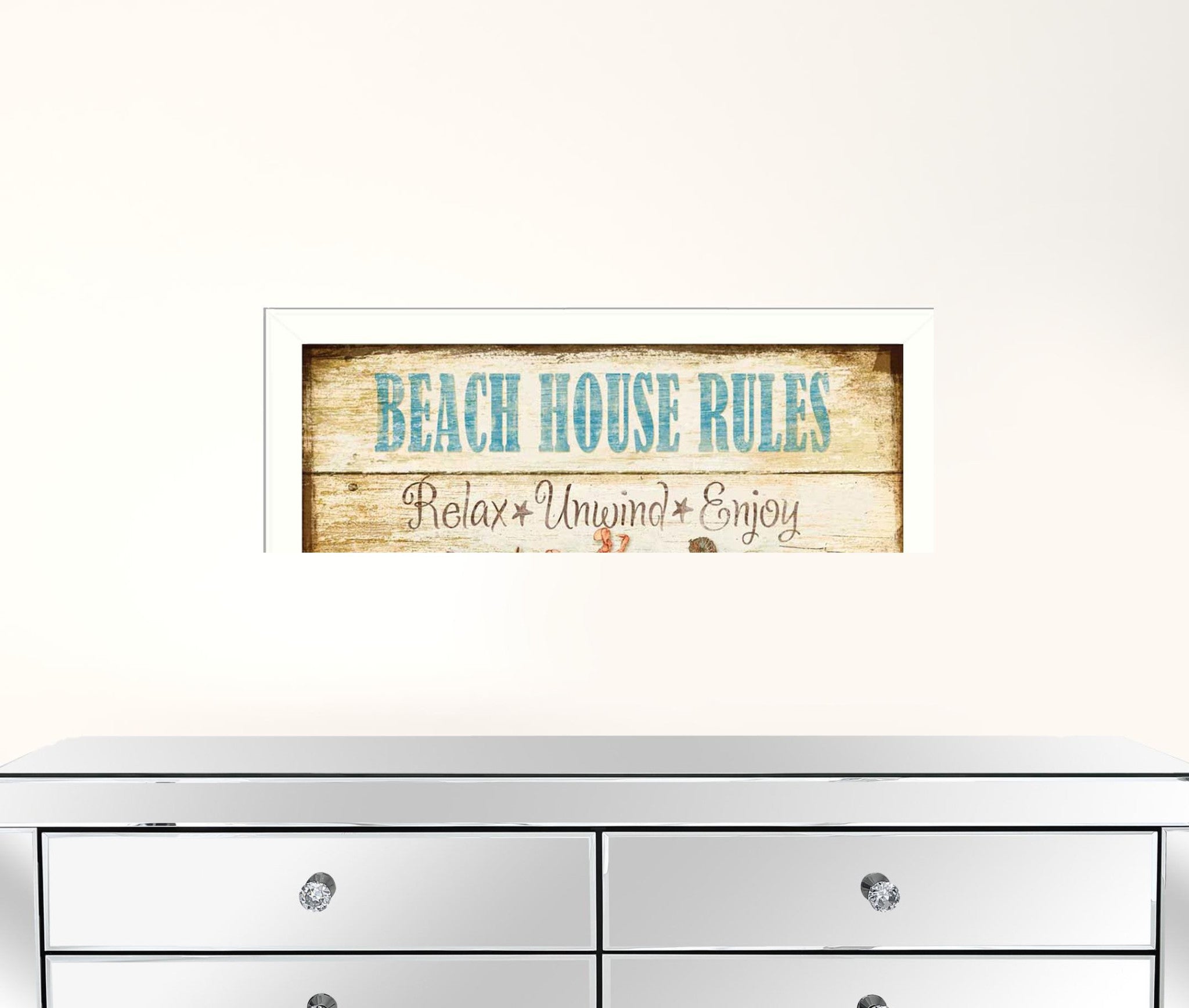 Beach House Rules White Framed Print Wall Art