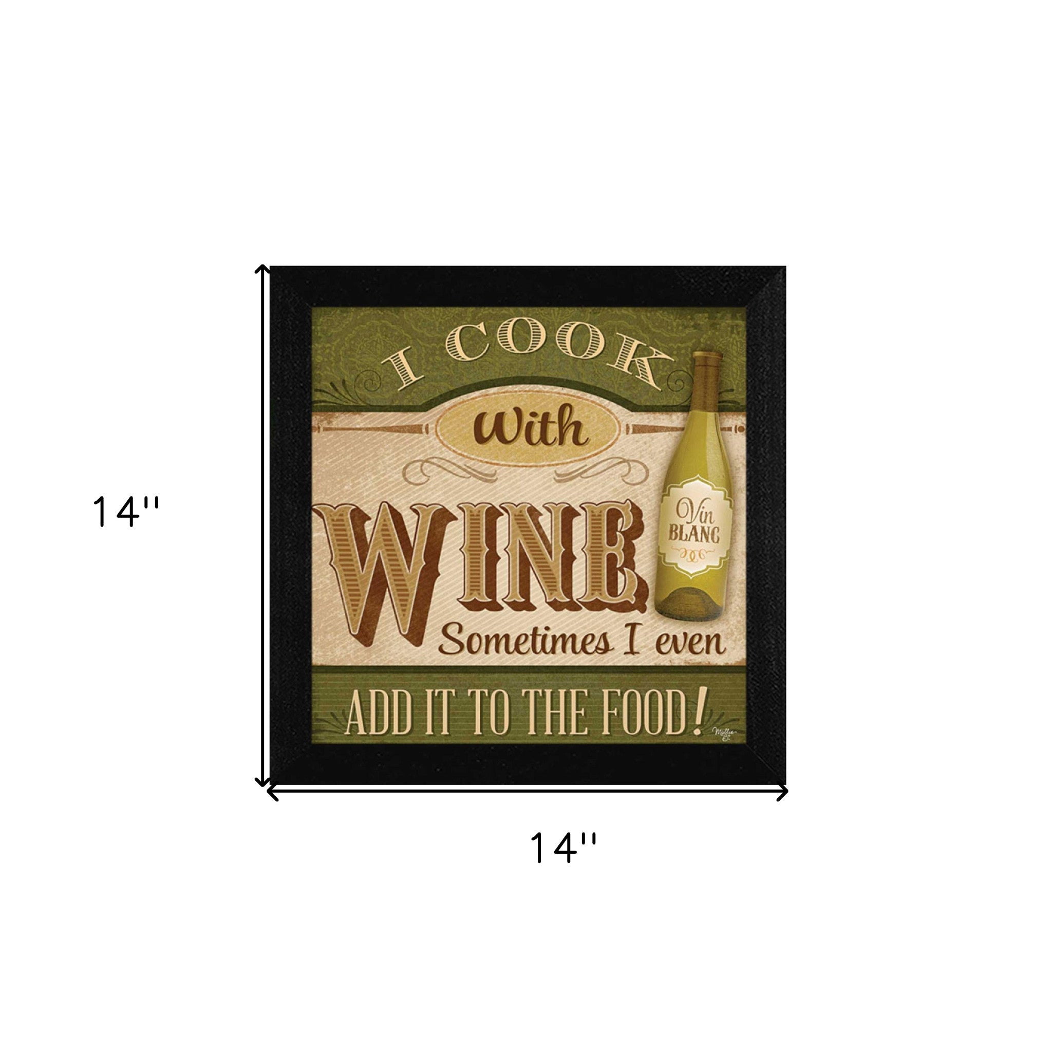 I Cook With Wine Black Framed Print Kitchen Wall Art