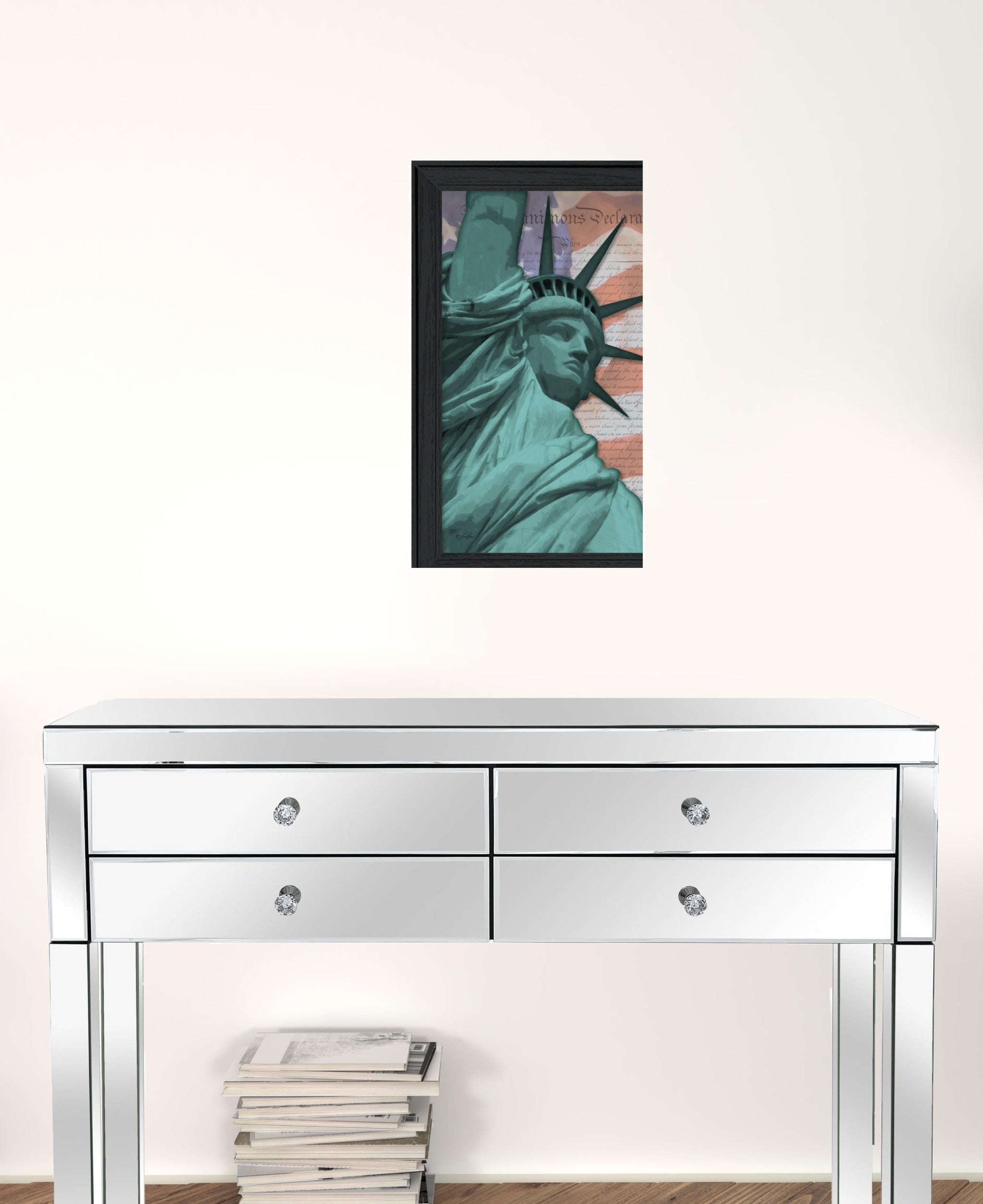 Lady Liberty Black Framed Print Wall Art