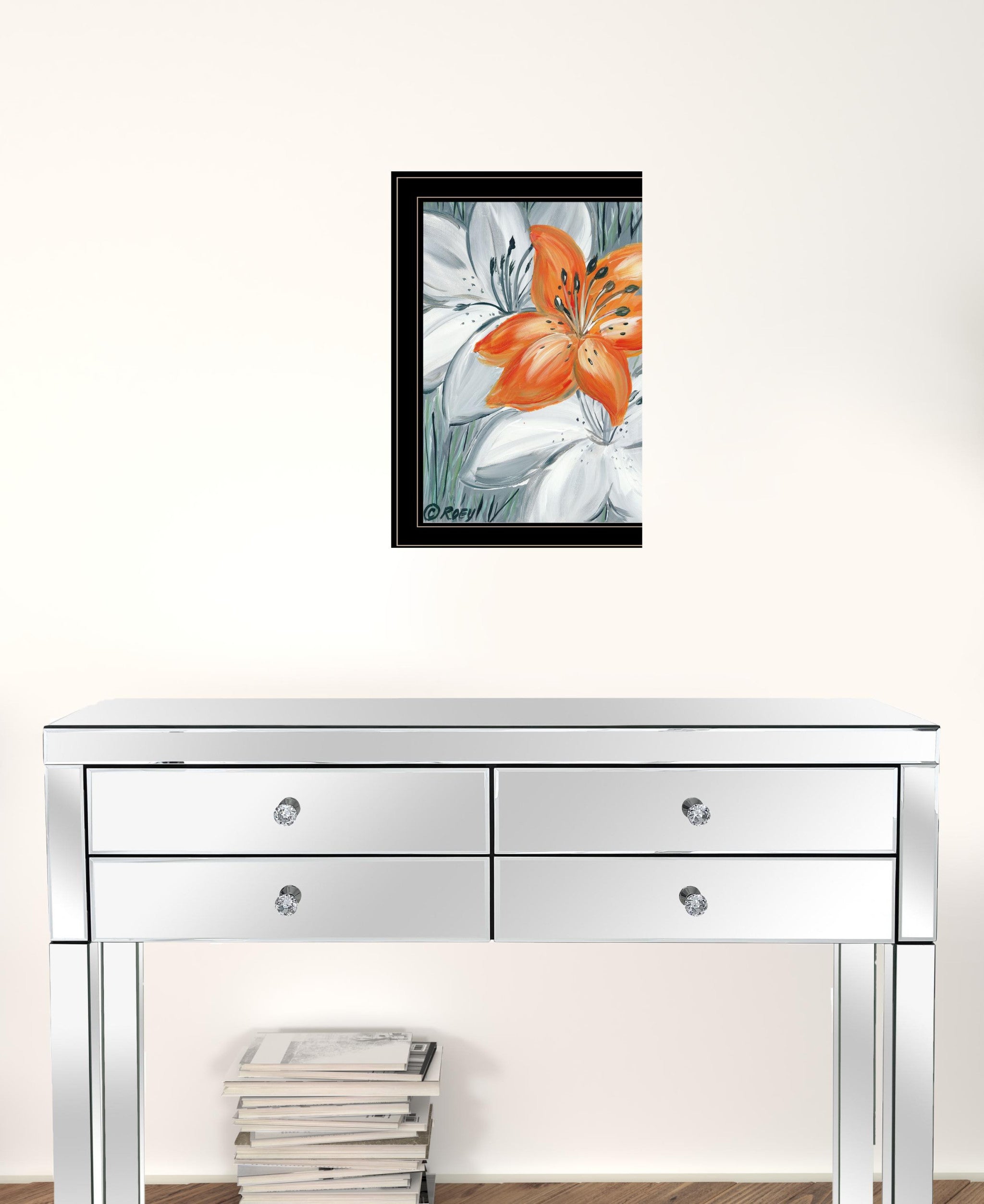 Tiger Lily In Orange 2 Black Framed Print Wall Art